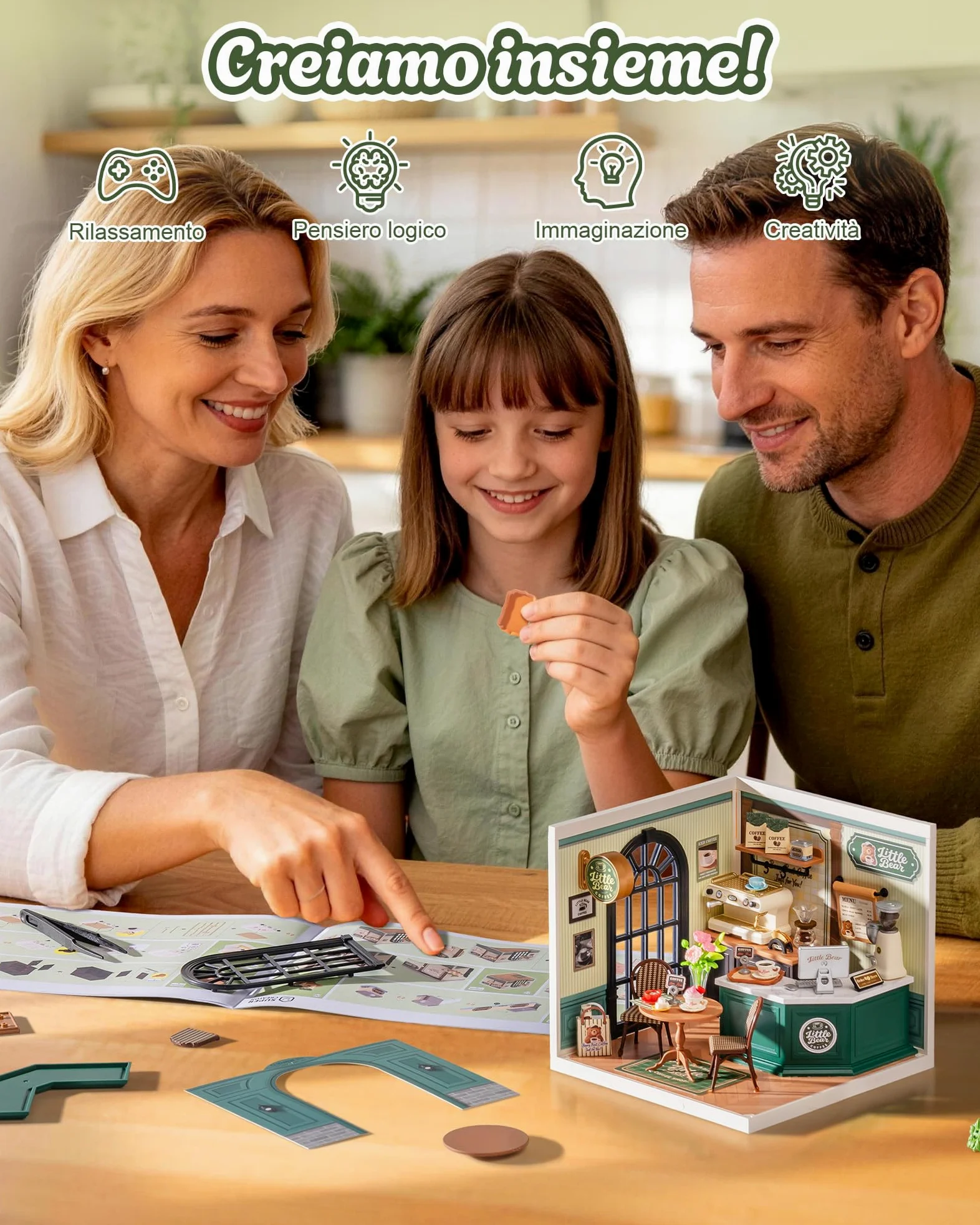 Rolife Super Creator Perfect Romance Café, kit fai da te in miniatura con luce, kit di mobili per casa delle bambole in plastica, senza colla, kit di costruzione per adulti e adolescenti, regalo