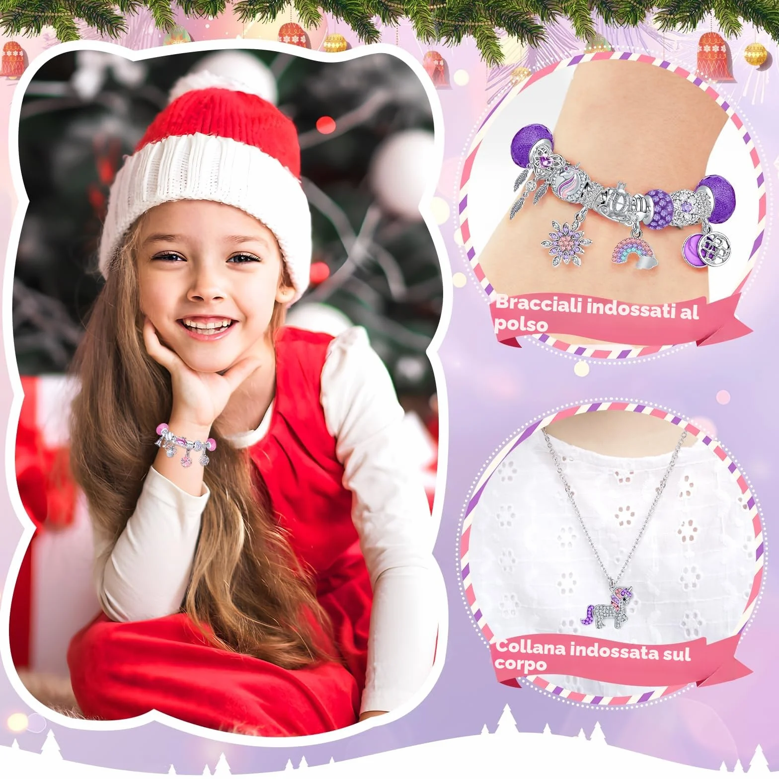 Calendario Avvento 2025 Gioielli, Calendario Dell'Avvento Kinder Diy Charms Kit per Bambina Bambini Donna, Calendario Avvento Bracciale Collane Gioielli Riempire Regali 5 6 7 8 9 10 11 12 Anni