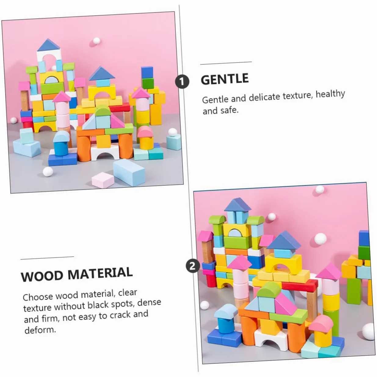 BESPORTBLE Blocchi Pezzi in 100 Costruzione Legno di Geometrici per Bambini | Gioco Educativo per Mani dei Piccoli, Superfici Tonde senza Sbavature, Texture Delicata, Immaginazione e Pensiero