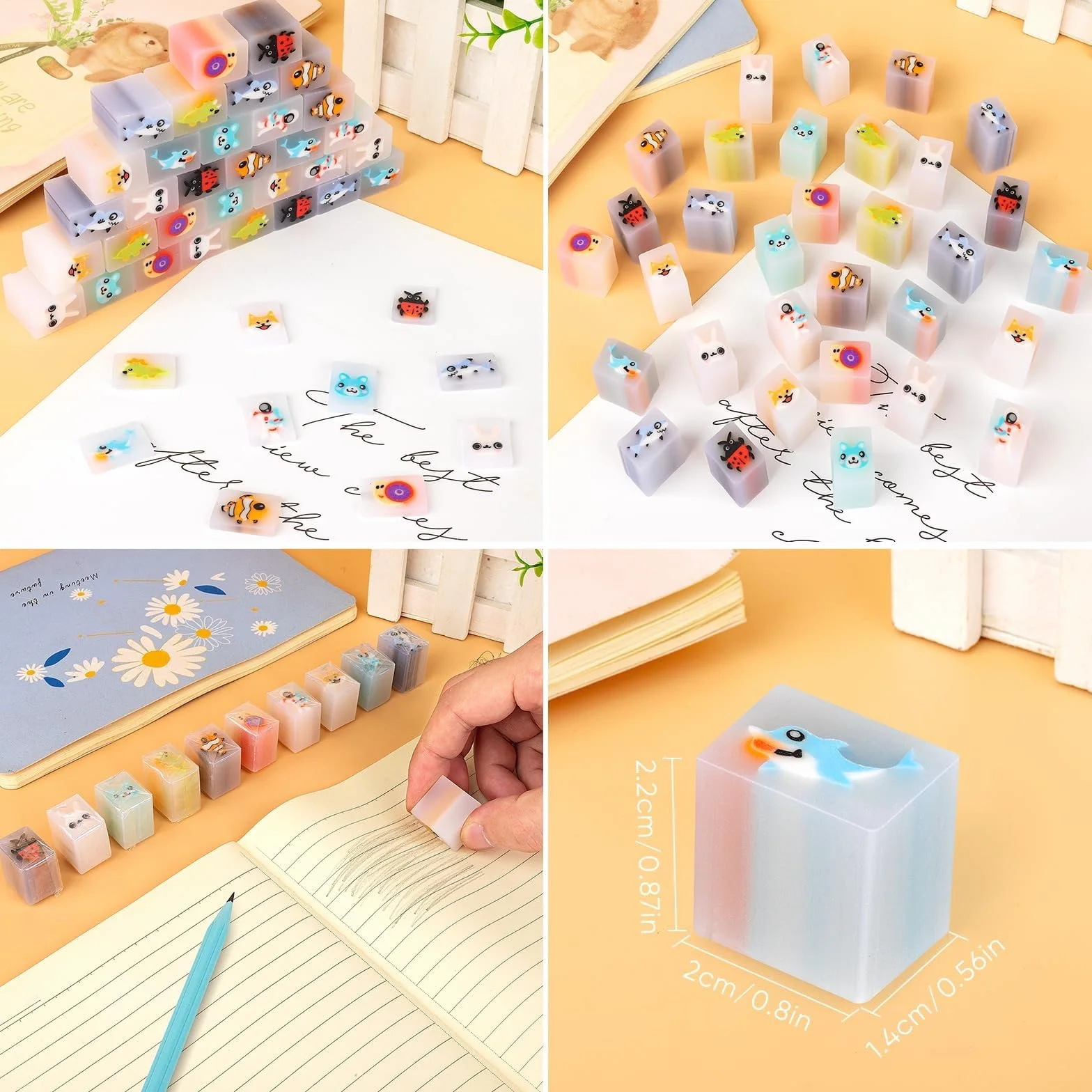64Pcs Matite con Gomma Bambini,32 Gomme Cancellare Bambini Divertenti & 32 Petalo Matite Bambini Adatta Regalini Fine Festa Compleanno,Gadget Compleanno Bambini
