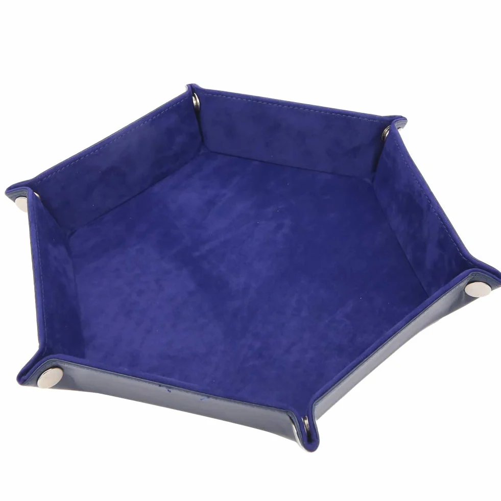 Winterworm Vassoio Pieghevole per Dadi, Scatola Esagonale in Pelle PU Esagonale Scatola da Gioco in Velluto per D & D, Giochi di Ruolo, Giochi da Tavolo o Chiave per Telefono da Tavolo