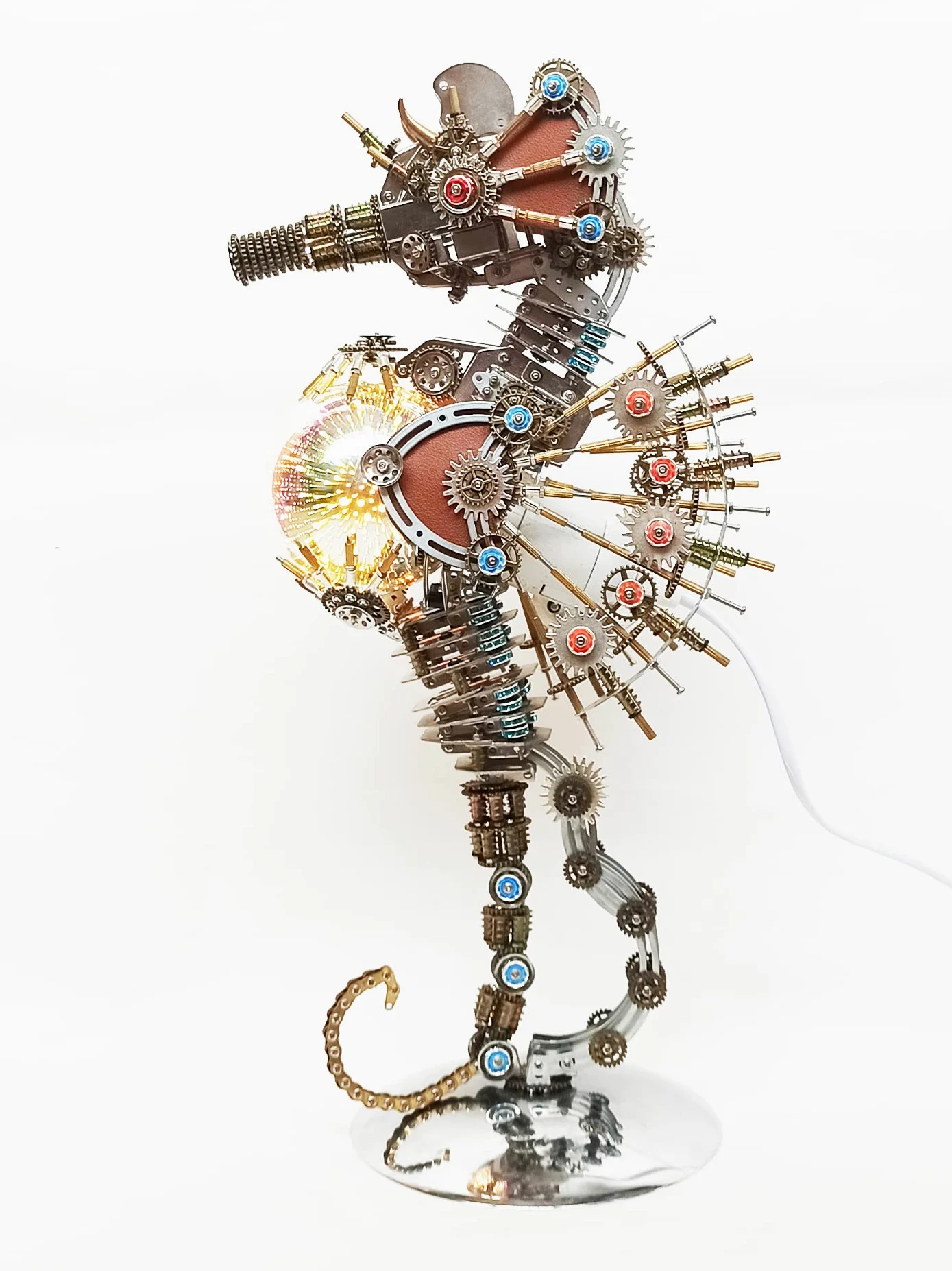 JOEBO Puzzle 3D Steampunk Meccanico in Metallo, Kit Modello Cavalluccio Marino 2100 Pezzi con Lampada fuochi d'artificio, Ornamenti Animali tradizionali/1018