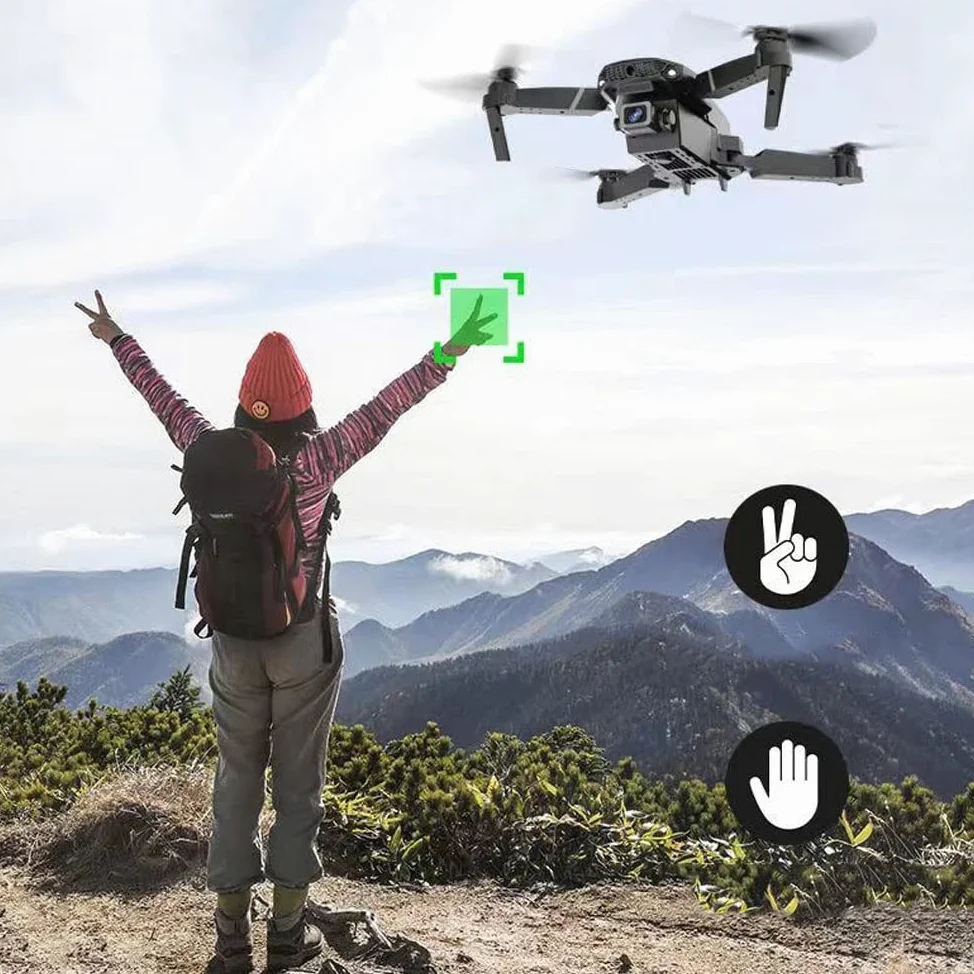 GUYANA Drone FPV Pieghevole con Doppia Fotocamera WiFi HD 8K per Principianti e Bambini Adulti; Quadcopter RC 8000 Metri di Distanza del Telecomando, Posizionamento del Flusso Ottico