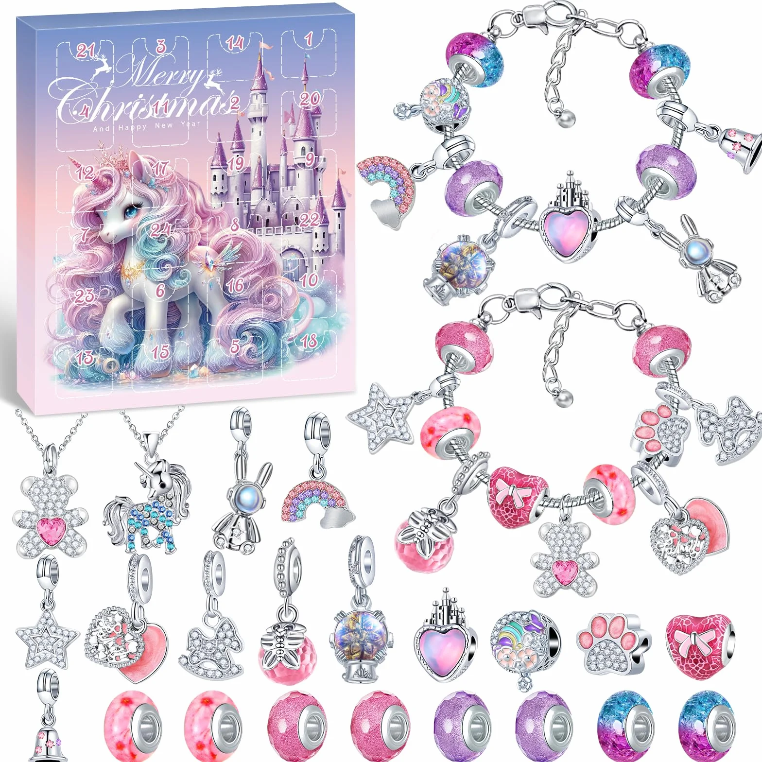 Calendario Avvento 2026 Bambina Gioielli, Calendario Avvento Braccialetti Kinder Bambini Fai da Te, Calendario dell'avvento Bracciale Collane Regalo Natale Ragazza 5 6 7 8 9 10 11 12 13 14 Anni