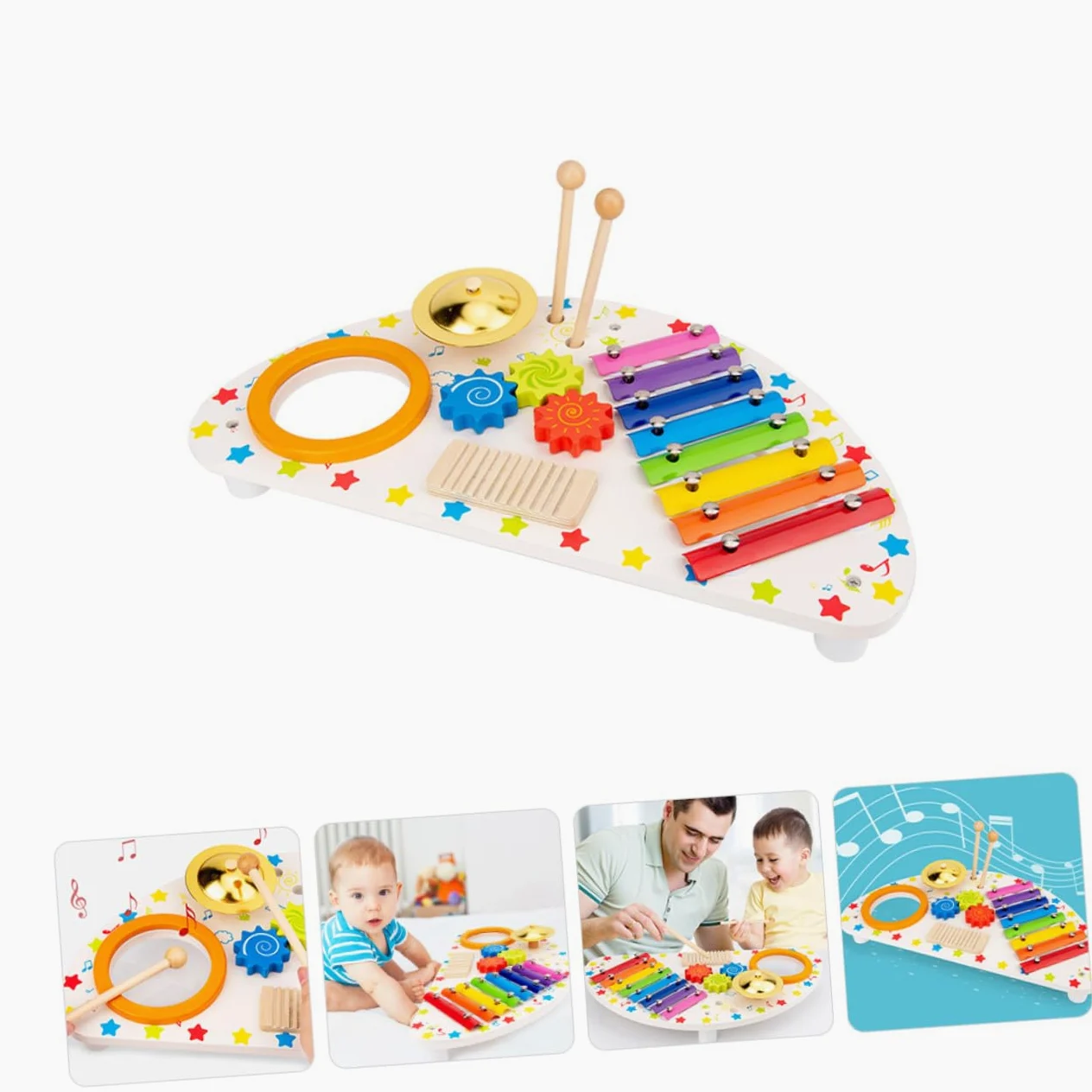 iplusmile Xilofono in Legno per Anni Giocattolo Percussione Educativo Strumento Musicale Sicuro e Durevole Gioco Montessori per Sviluppo Sensoriale e Creatività