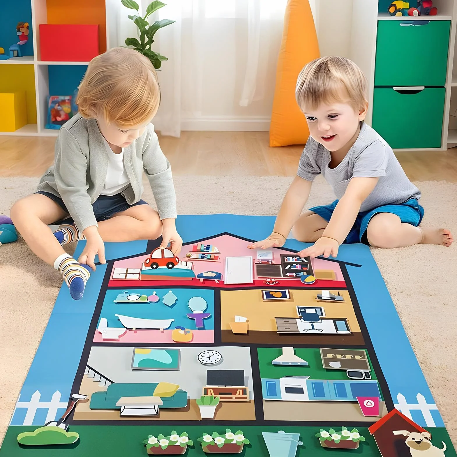 Generico Pannello in Feltro per Bambini Gioco Sensoriale,Lavagna per Raccontare Storie - Gioco Educativo Sensoriale per Bambini Scuola Casa Viaggi età 3+ Sviluppo Abilità