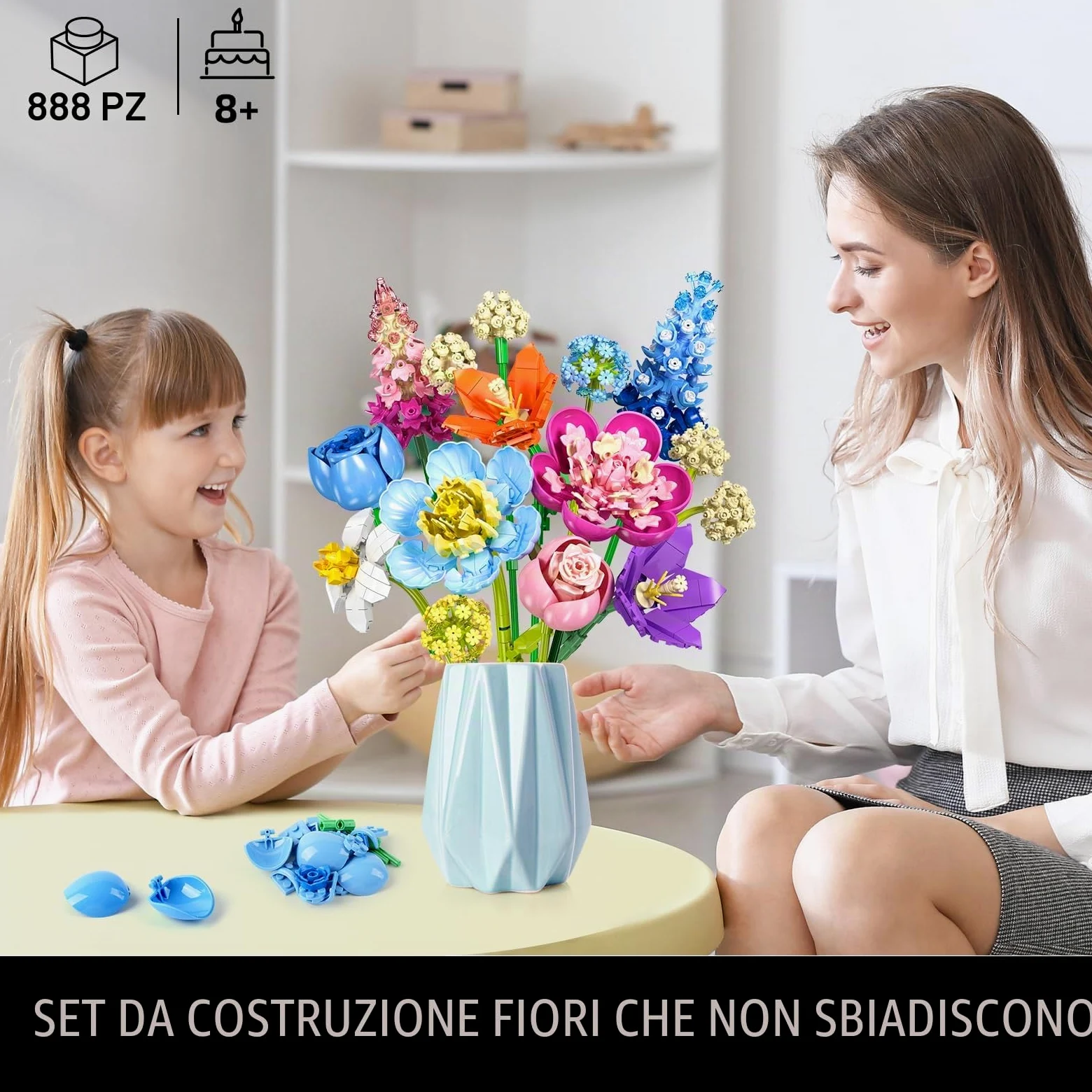PLAXSOON 888 pezzi della collezione botanica di rose per la decorazione della casa, kit per la costruzione di fiori, regalo di San Valentino, festa