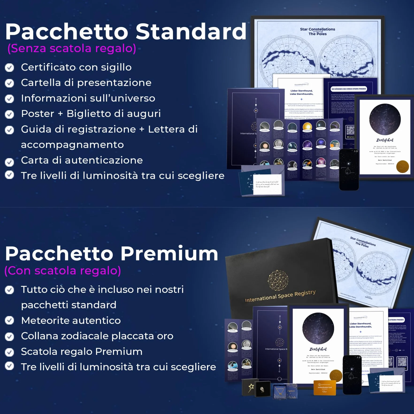 Regalare Una Stella con Certificato Personalizzato - Dare Il Nome ad Una Stella con Registro Ufficiale