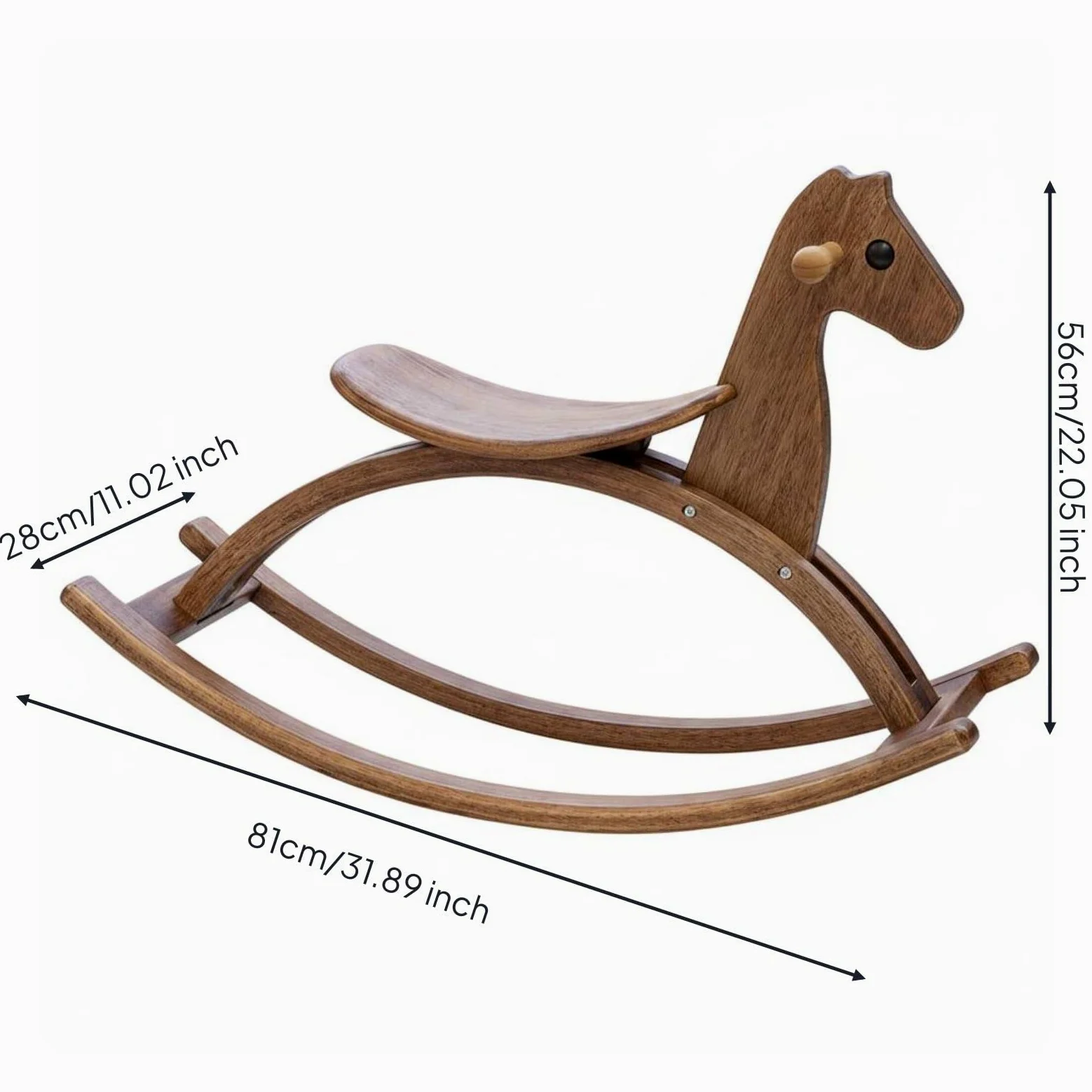 Sedia a Dondolo per Bambini Giocattolo a Dondolo Cavalluccio in Legno Seggiolina Dondolante Poltroncina Dondolante con Design Curvo Minimal E Venature, color to 1