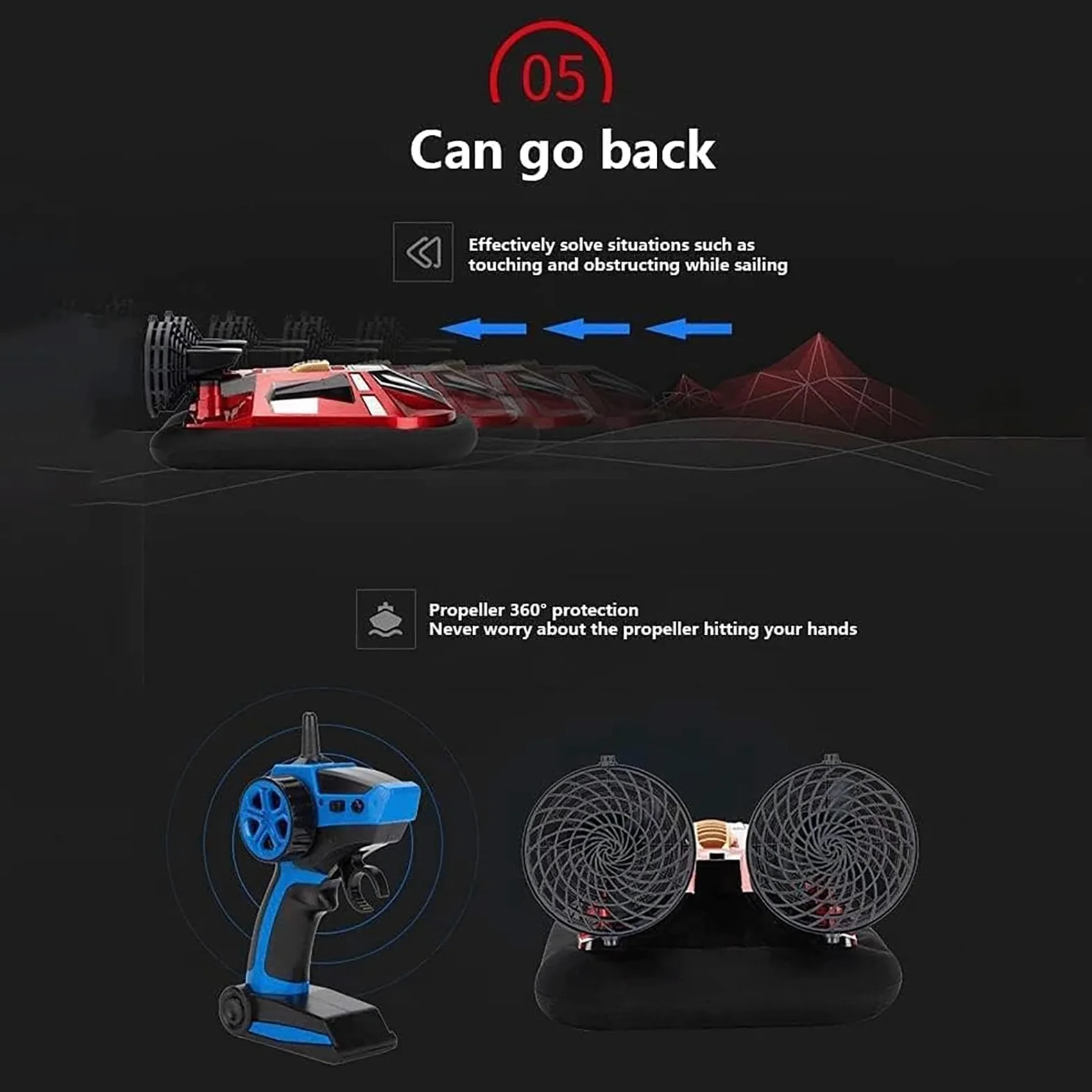 Generico 2.4G Veicolo RC, RC Nave Barca telecomandata Hovercraft Anfibio Tutti i Terreni Acqua Spiaggia Piscina Barca radiocomandata Impermeabile Giocattoli elettrici