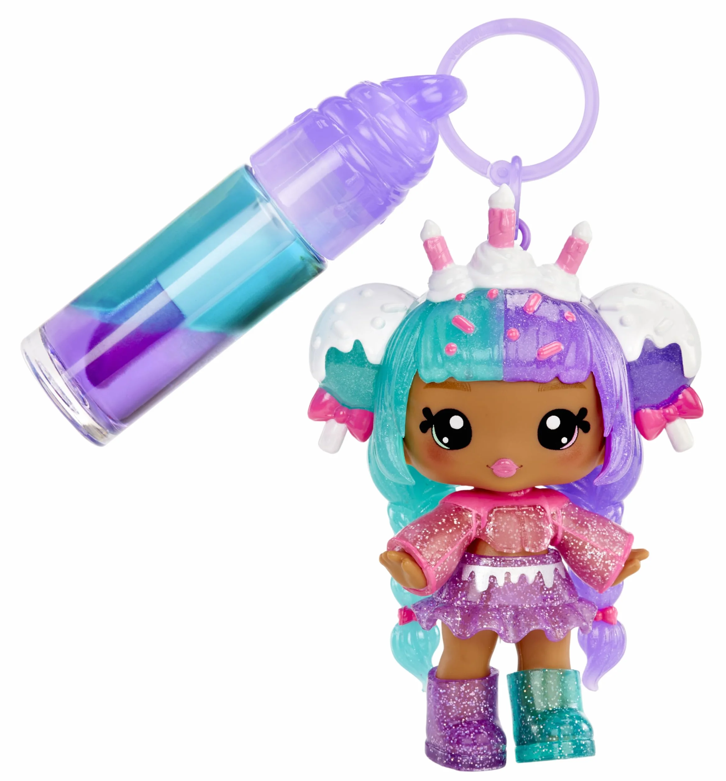 Yummiland Lip Gloss Doll: Mystery Color Change - Carly Cakepop: Include 1 Bambola, Lucidalabbra fai da te + Portachiavi rimovibile, Gioco cosmetico. Collezionabile. Età 4+