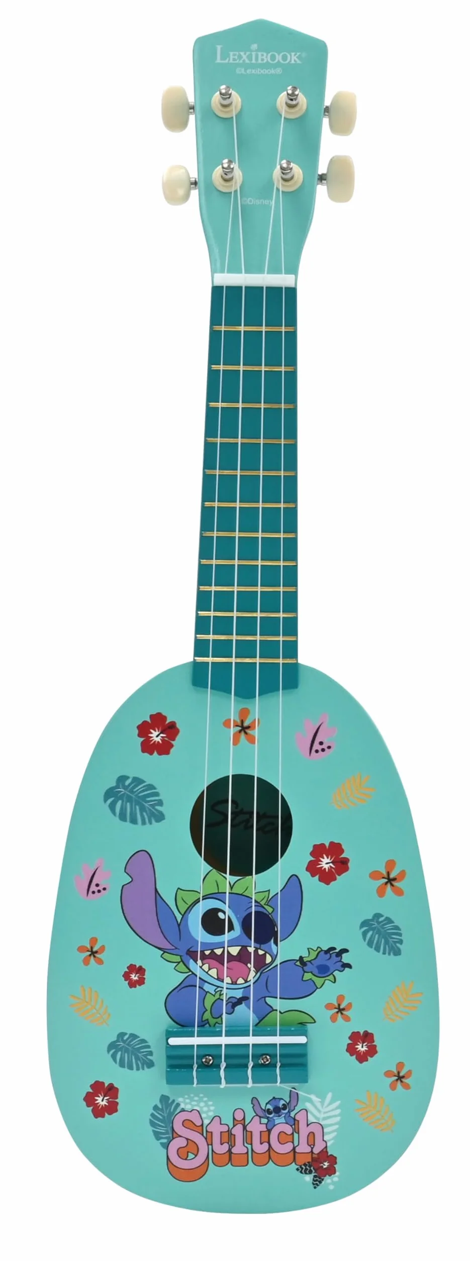 Lexibook Disney Stitch Il mio primo ukulele di legno 53 cm 4 corde di nylon Blu K230D