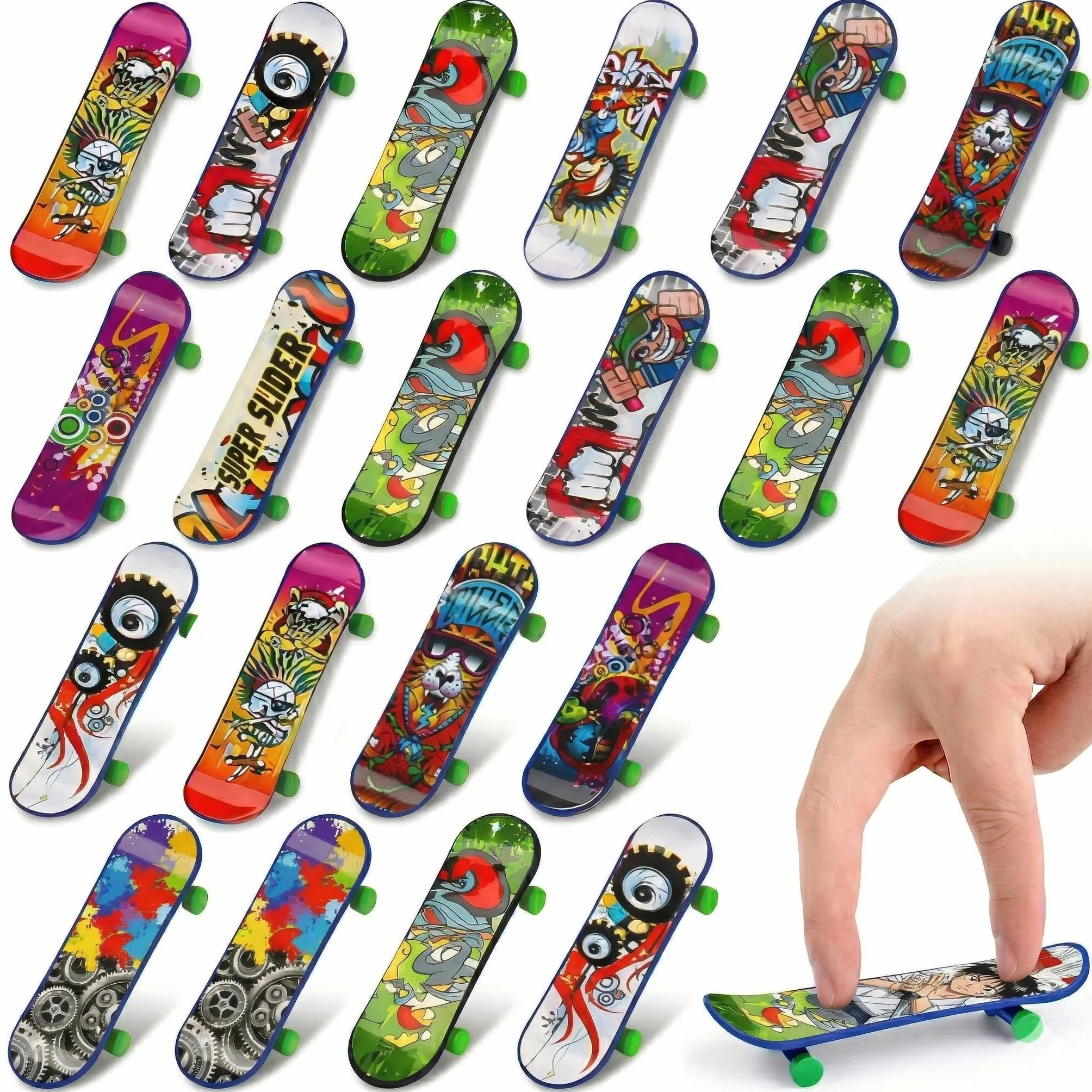 20 Pezzi Mini Skateboard da Dita Modello Casuale Finger Skateboards per Bambini, Giocattolo in Lega, per Giocare o Come Decorazione, per Bambini Compleanno Festa Regalino