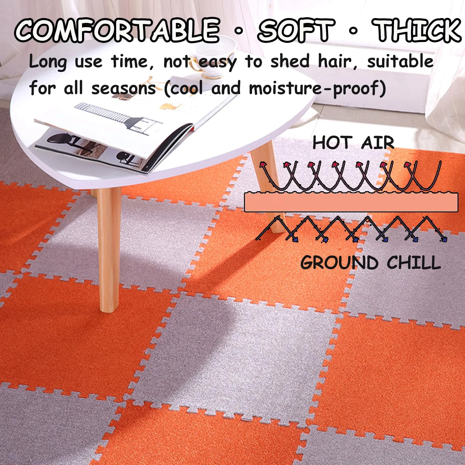 Splice Interlocking Carpet 9 Pezzi Tappetini Puzzle in Schiuma Corti, Tappeti in Piastrelle di Schiuma Interbloccanti Morbidi e Antiscivolo, Tappeti per Interni in Schium,Pink-One Size