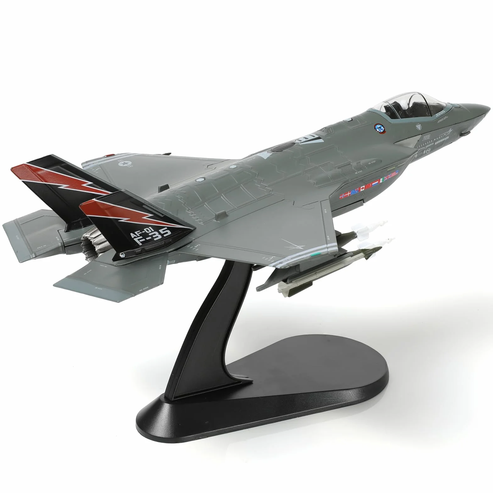 NUOTIE 1/72 F-35A Lighting II Fighter Aircraft Model Fighter U.S. Airforce AF-01 Modello di aereo pressofuso con espositore Squadrone F35A Flight Mode (AF-01) Collezione di modelli regalo per adulti