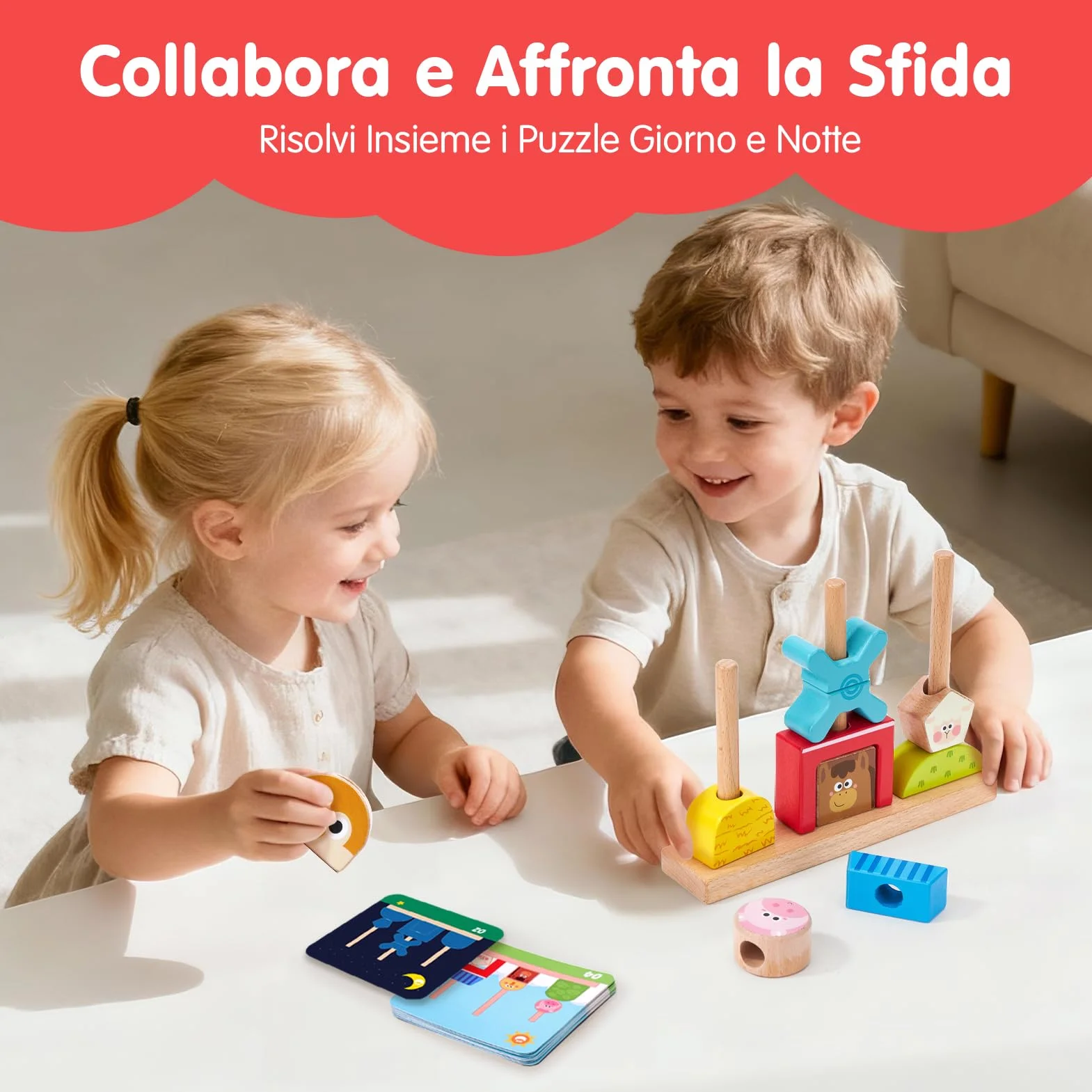 hahaland Giochi Montessori 1 Anno, Fattoria Giochi Legno Bambini da Impilare e Ordinare, Gioco Educativi Interattivo Regalo Bimbo Bimba 1 2 3 Anni
