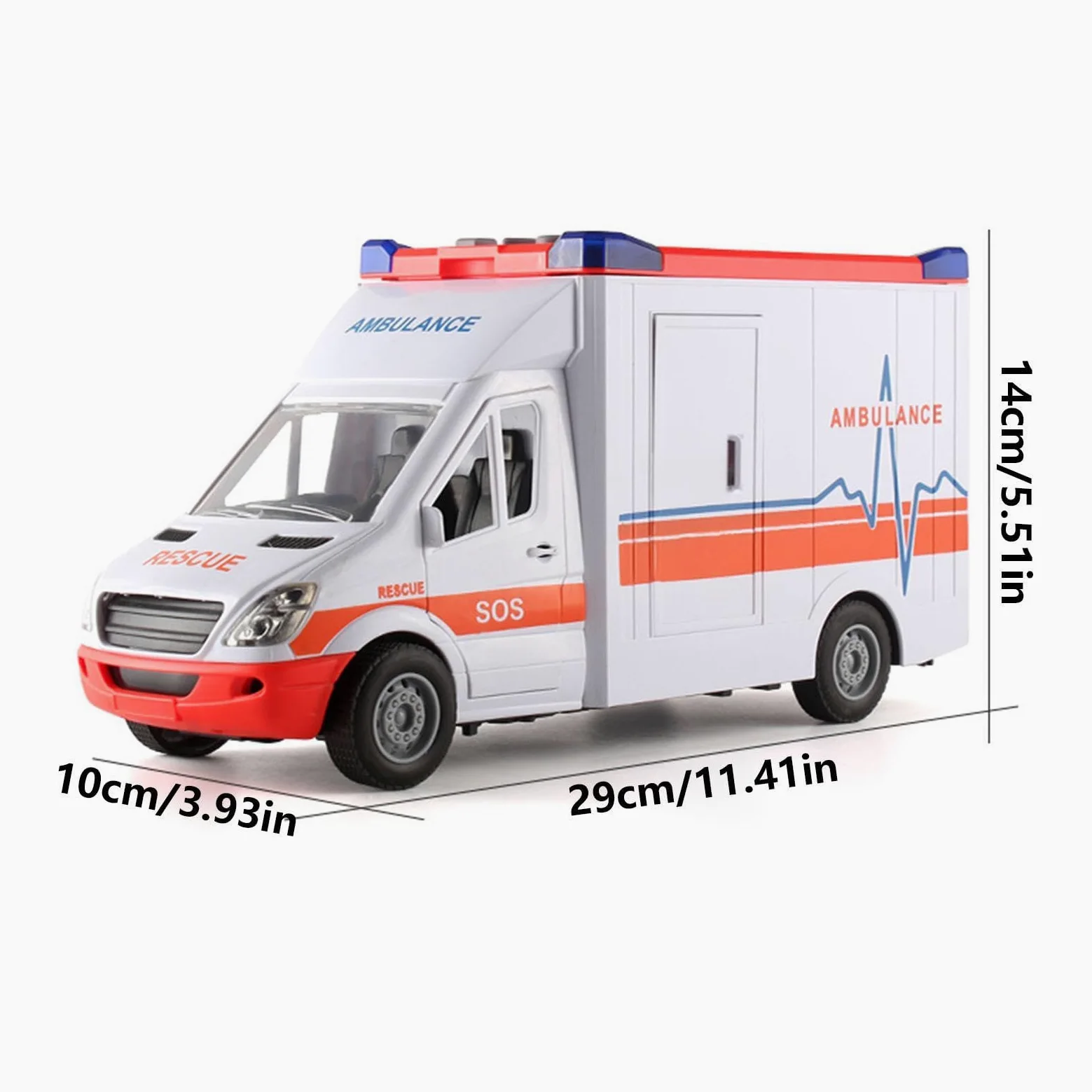 Auto Giocattolo 'ambulanza – Veicolo Di Salvataggio Con Effetti Luminosi E | Suono Della , Grandi Auto Di Lunga Durata | Giocare E Imparare Per Bambini Set Di D