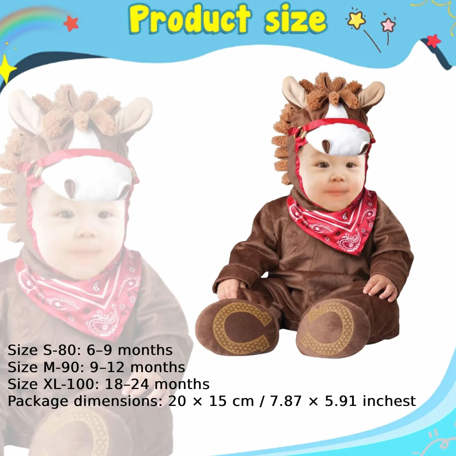 F Fityle Costume da Cucciolo di Animale per Halloween, Travestimento Originale per Feste, Divertente Tuta con Cappuccio per Cosplay e Giochi di Ruolo per, Cavallo Marrone, XL