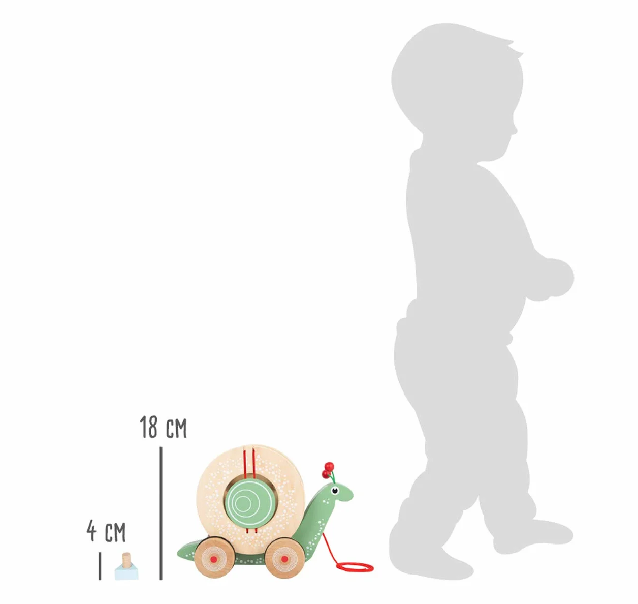 Small Foot Lumaca in Legno ad Incastro da Tirare, Gioco motricità per Imparare a Camminare, dai 12 Mesi, 11734
