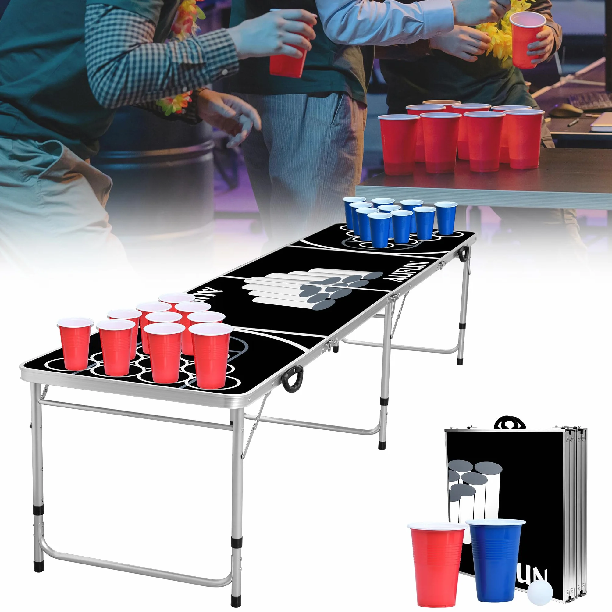 FIVMEN Beer Pong - Set di 100 tazze e 5 palline per giochi di bere, giochi di festa, giochi di lancio e giochi classici