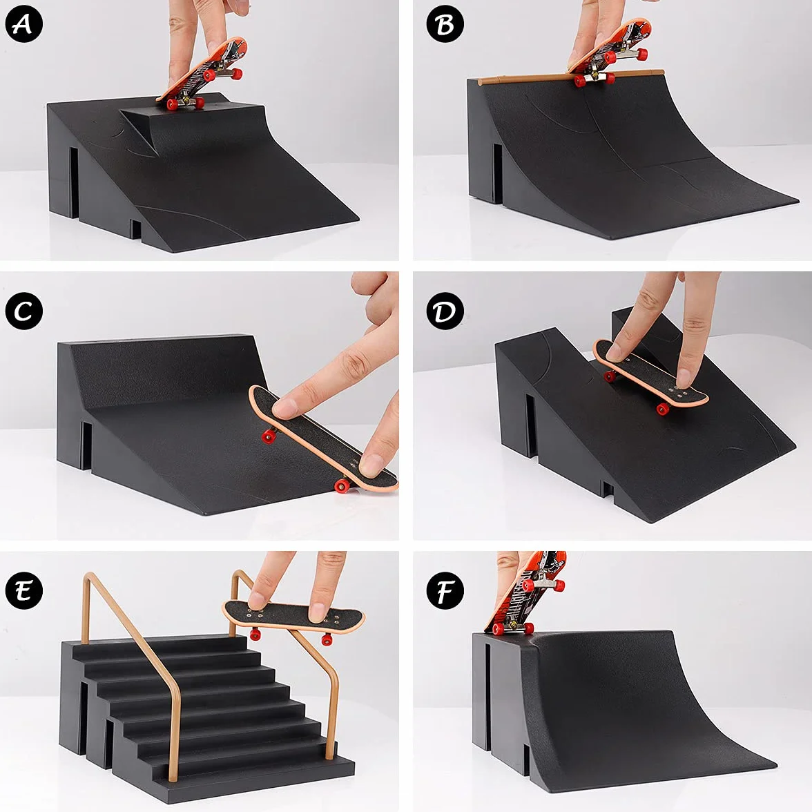 KETIEE Set di Rampe per Skateboard per Dita, Mini Kit per Skate Park con Mini Skateboard da Dita, Finger Skateboards Ramp Set Fingerboard Giocattolo per Bambini, Regalo di Compleanno