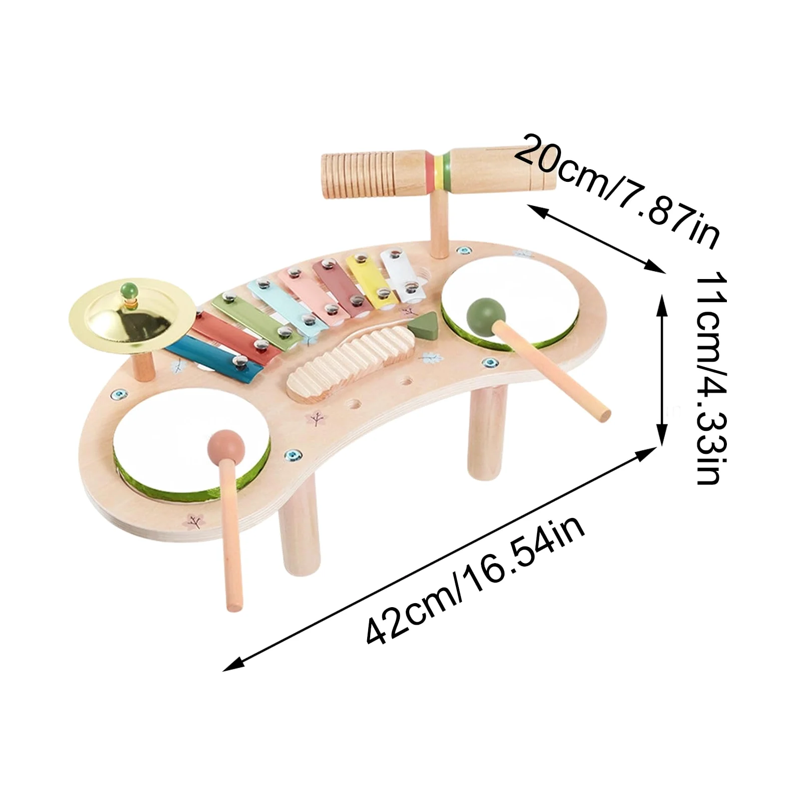 Set Batteria per Bambini in Legno per Bambini | Strumenti Musicali per Bambini per Casa, Sala Giochi, , Asilo , Scuola Materna, Compleanni, Vacanze, Homeschooling