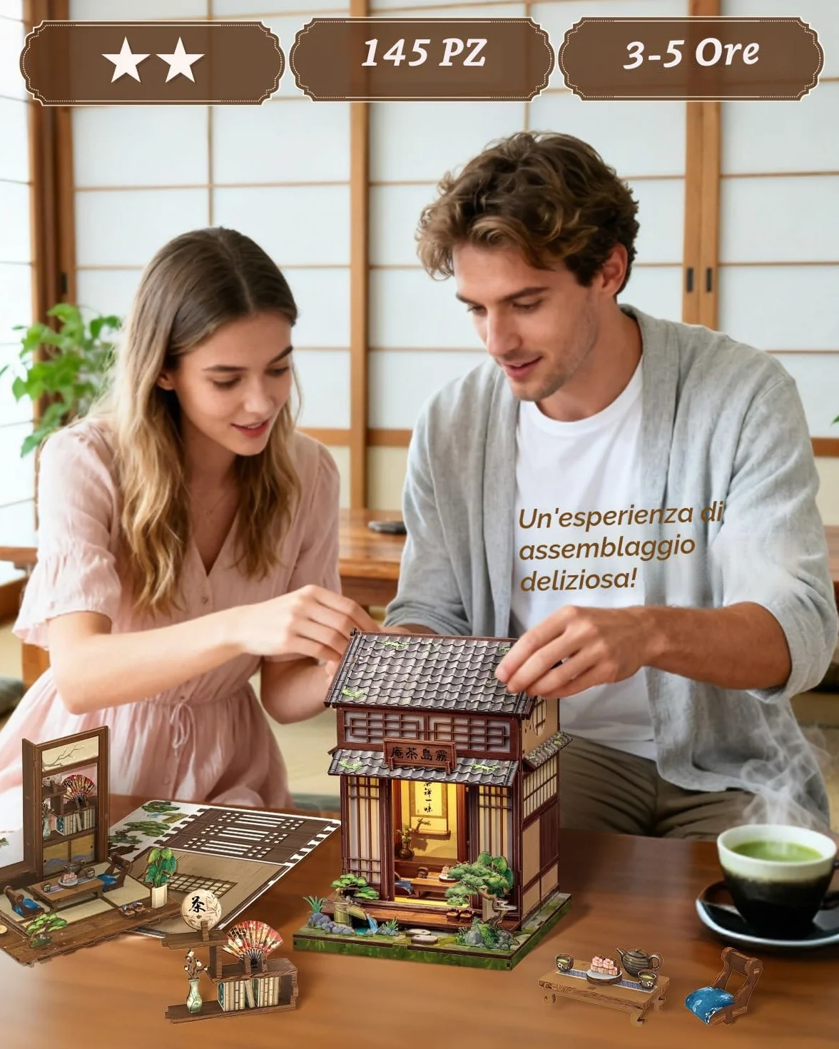 Cutefun Book Nook Kit – Japanese book nook - Set creativo per casa delle bambole, il regalo artigianale perfetto per adolescenti e adulti che amano progetti affascinanti (Kirishima Cha-an)