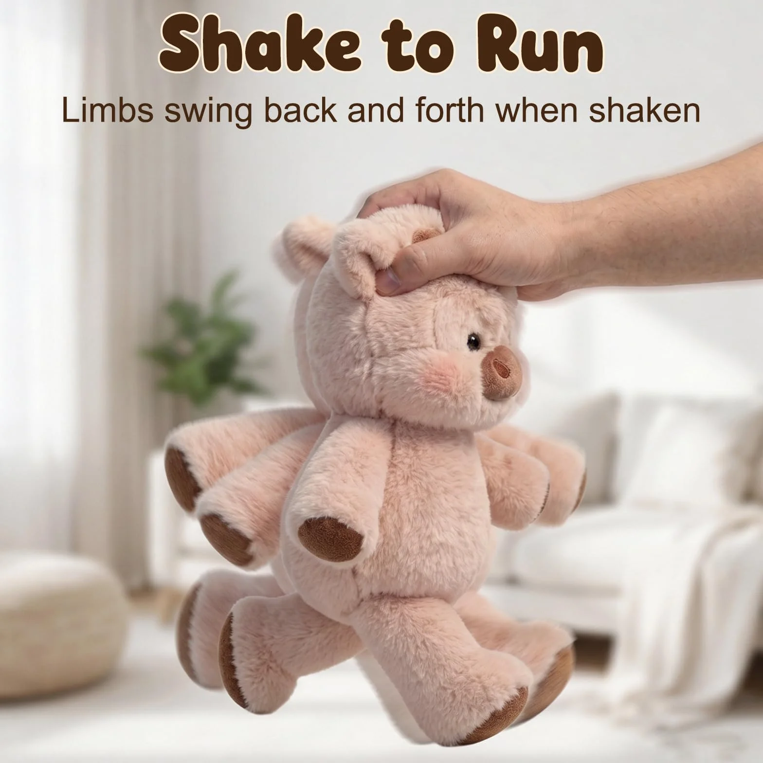 Peluche Che Corre 45cm Cinghiale Mucca Vitello Morbido Giocattolo Animale Pelosa Bambola Collezione Forma Pecora Cartone Rosa