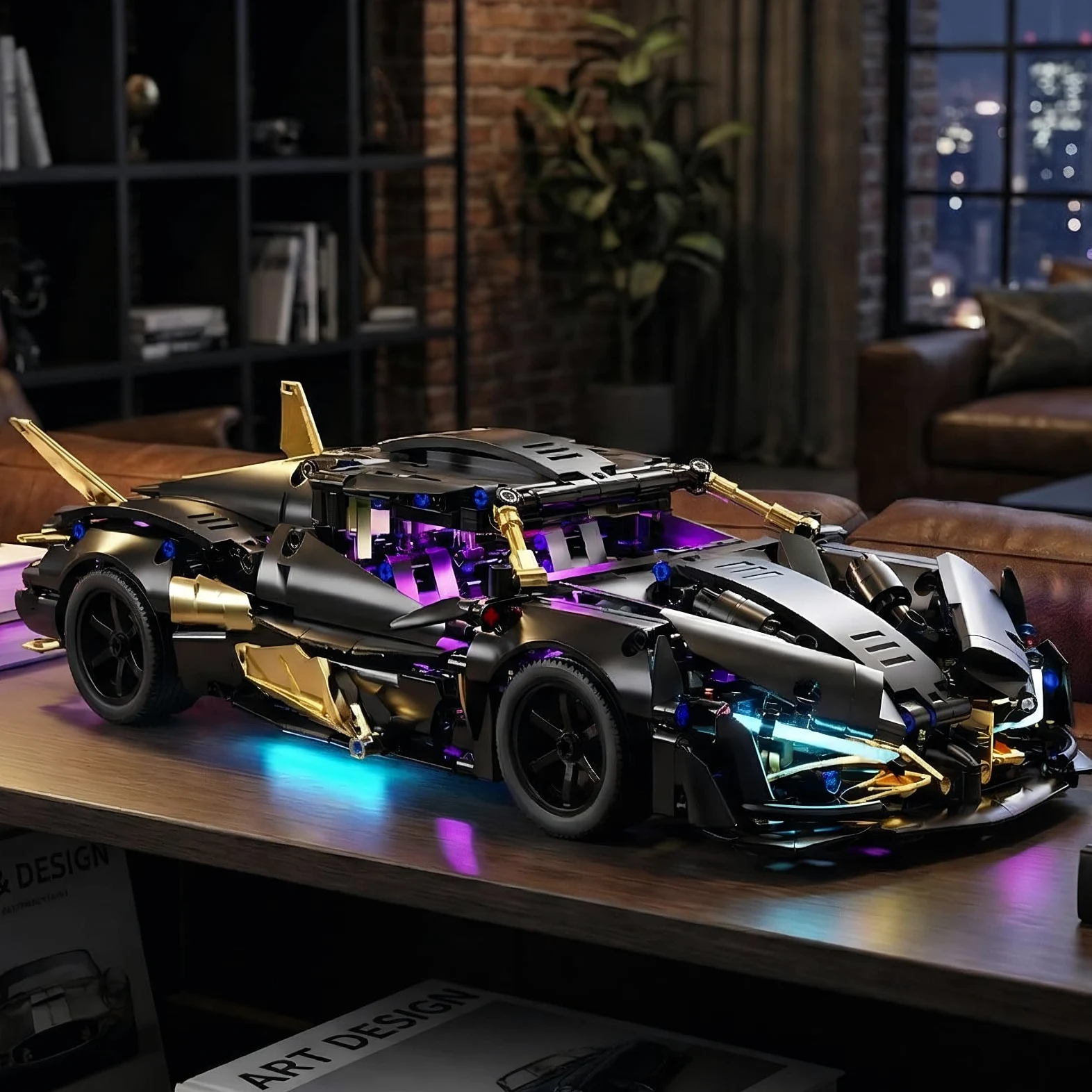 auto RC, auto telecomandata, 1:14 con LED Modello Kit | Auto RC: luci anteriori e posteriori con sistema di potenza integrato; costruzione in famiglia, guida indoor, esposizione