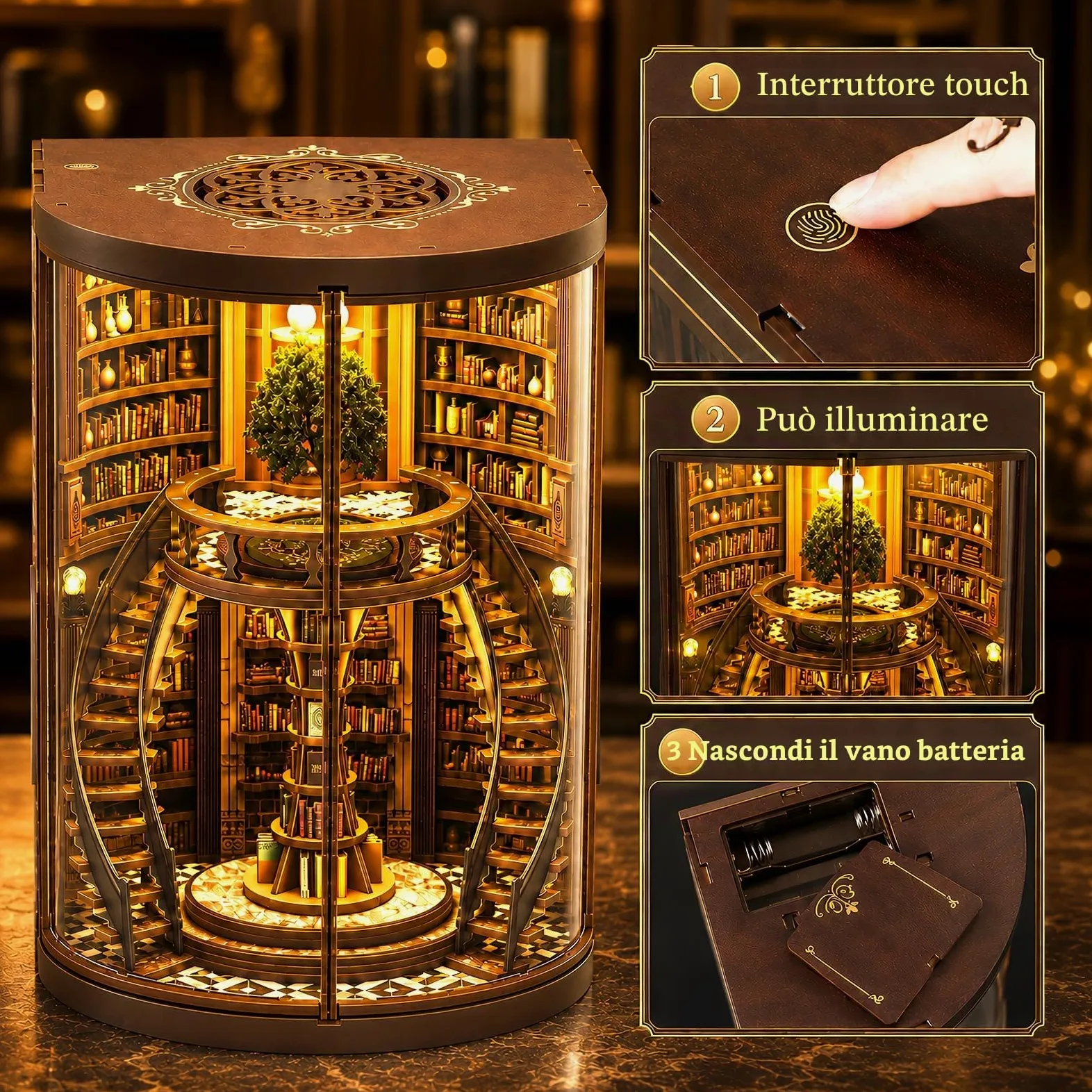 Kit per Angolo del Libro, 3D Fai da Te Miniatura Casa delle Bambole Booknook con Luce LED e Custodia Antipolvere, Supporto per Scaffale dei Libri, Regalo Creativo per Adolescenti e Adulti