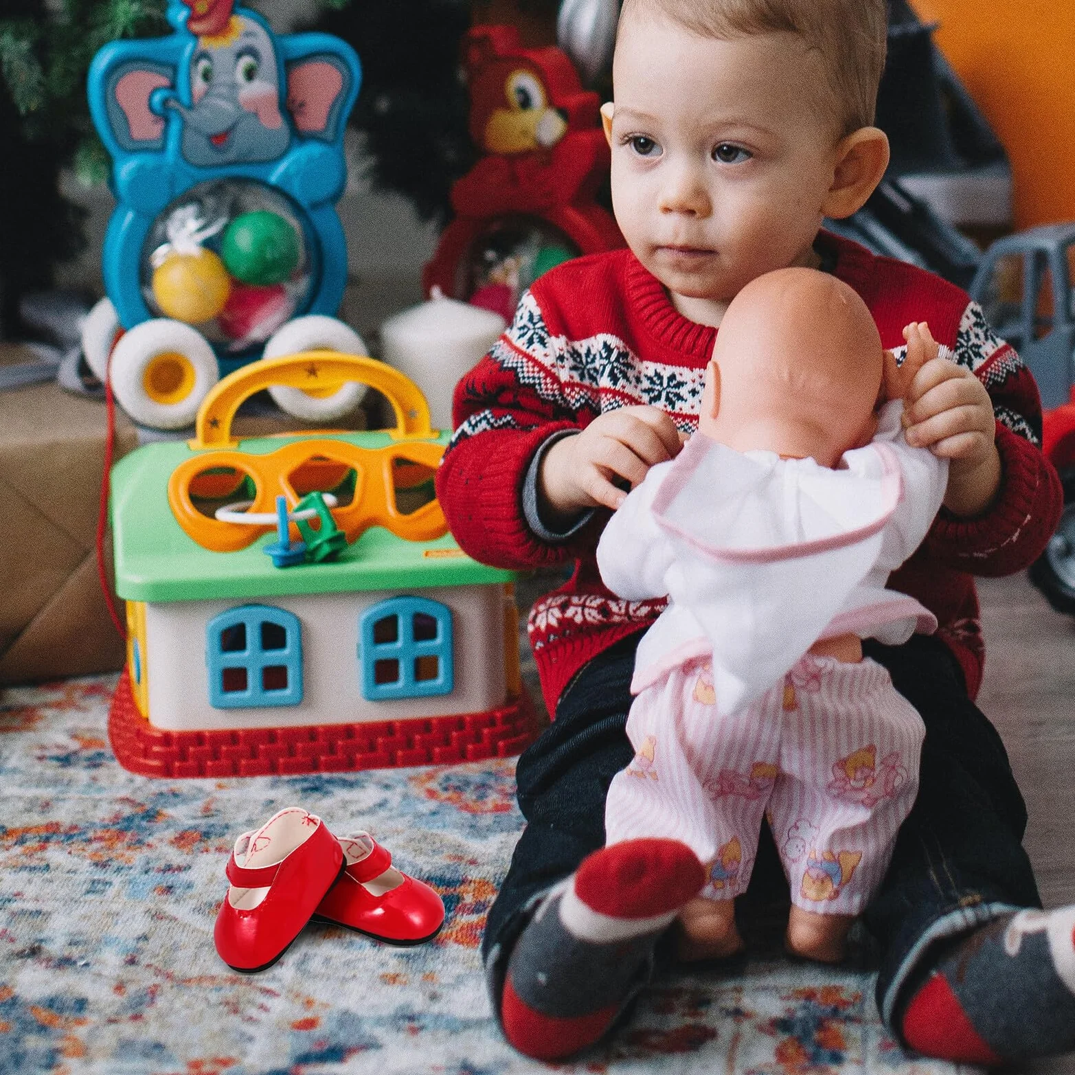 Scarpe per Bambole Rosse in Pu Design Miniatura che Migliorano L'aspetto della Bambola, per Occasioni Speciali e Compleanni