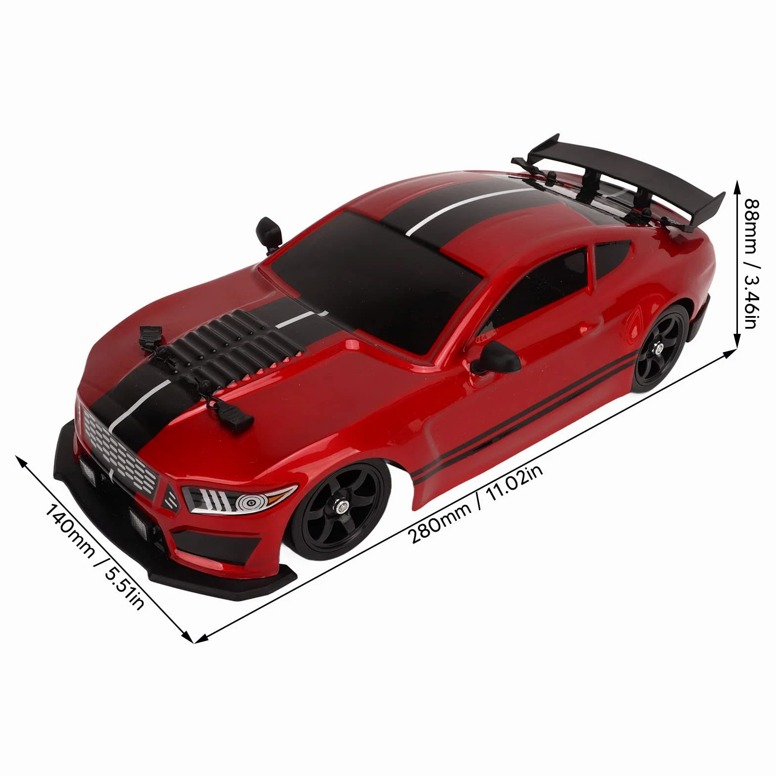 BuyWeek Macchina Telecomandata, 1/16 2.4 Ghz Auto Telecomandata 18km/h Auto RC con Luci a LED per Bambini Adulti (Doppie Batterie)