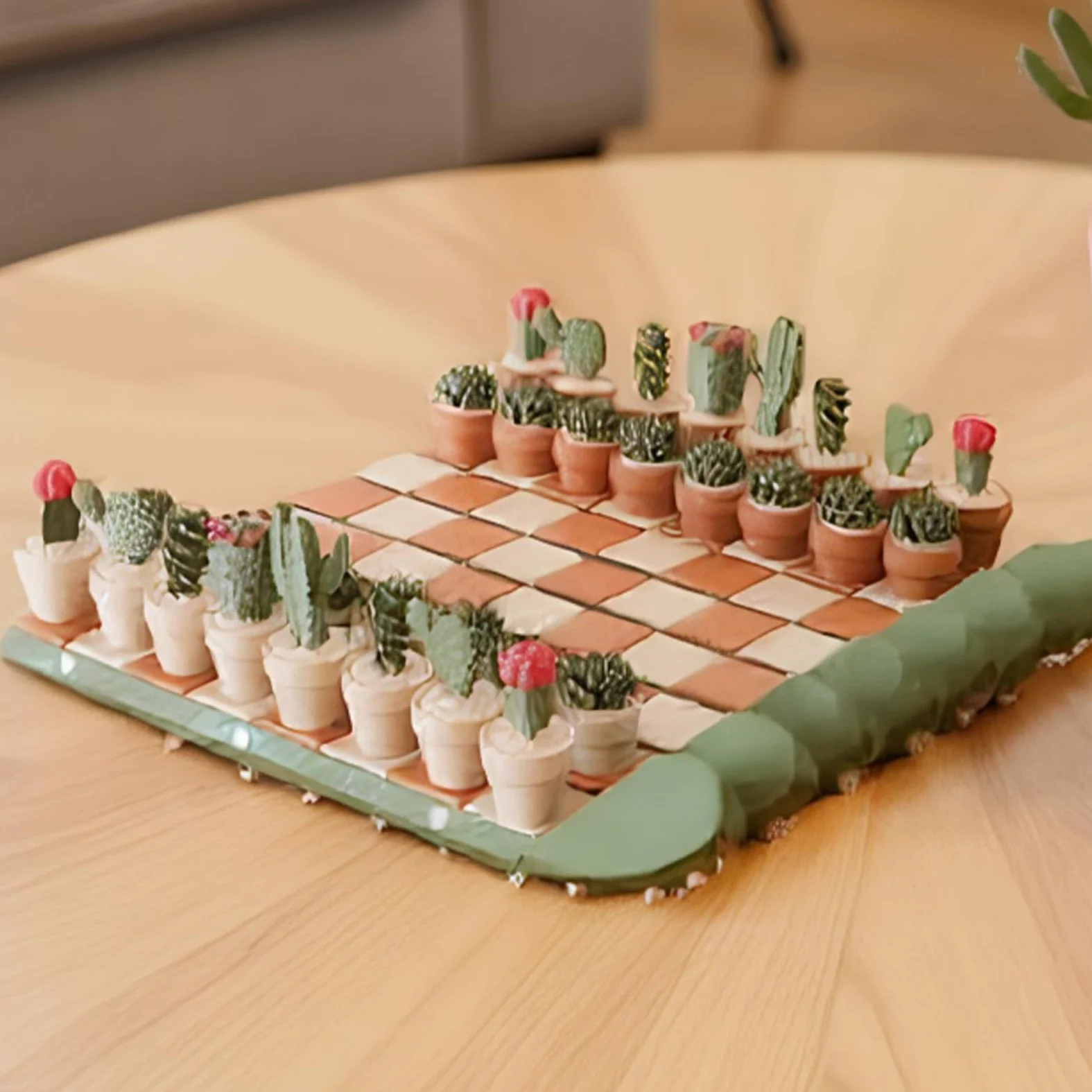 Set di Scacchiera A Formadi Cactus, Scacchiera Magnetica Arrotolabile A Forma di Cactus Portatile, Decorazione da Tavolo per Viaggi, Adulti, Principianti, Amanti Delle Piante