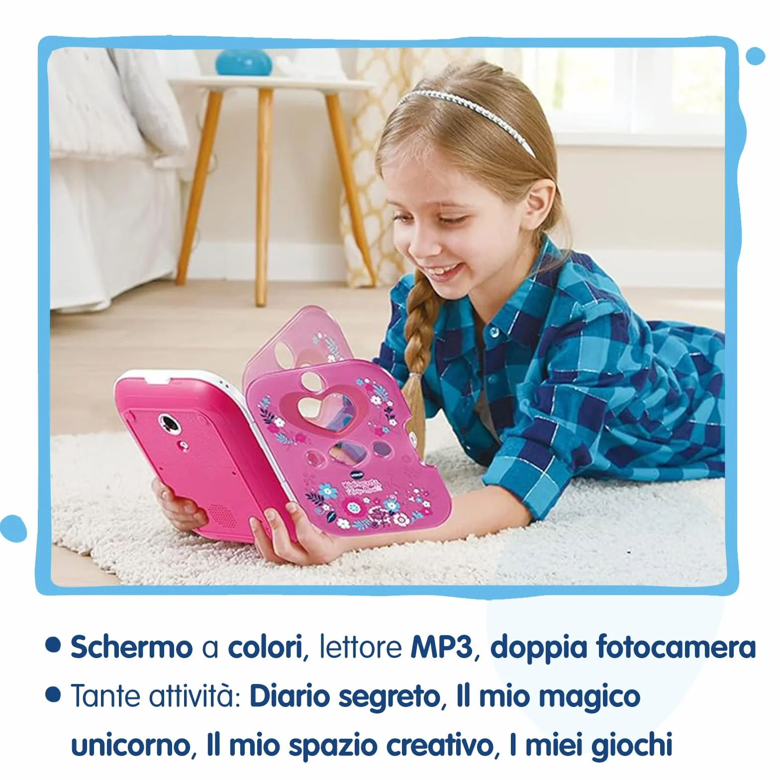 VTech KidiSecrets Selfie Music 2.0, Diario Segreto Interattivo per Bambini con Doppia Fotocamera e MP3, Diario Elettronico con Schermo a Colori e Tastiera, Lingua Italiana, Batterie Incluse, 6-12 Anni