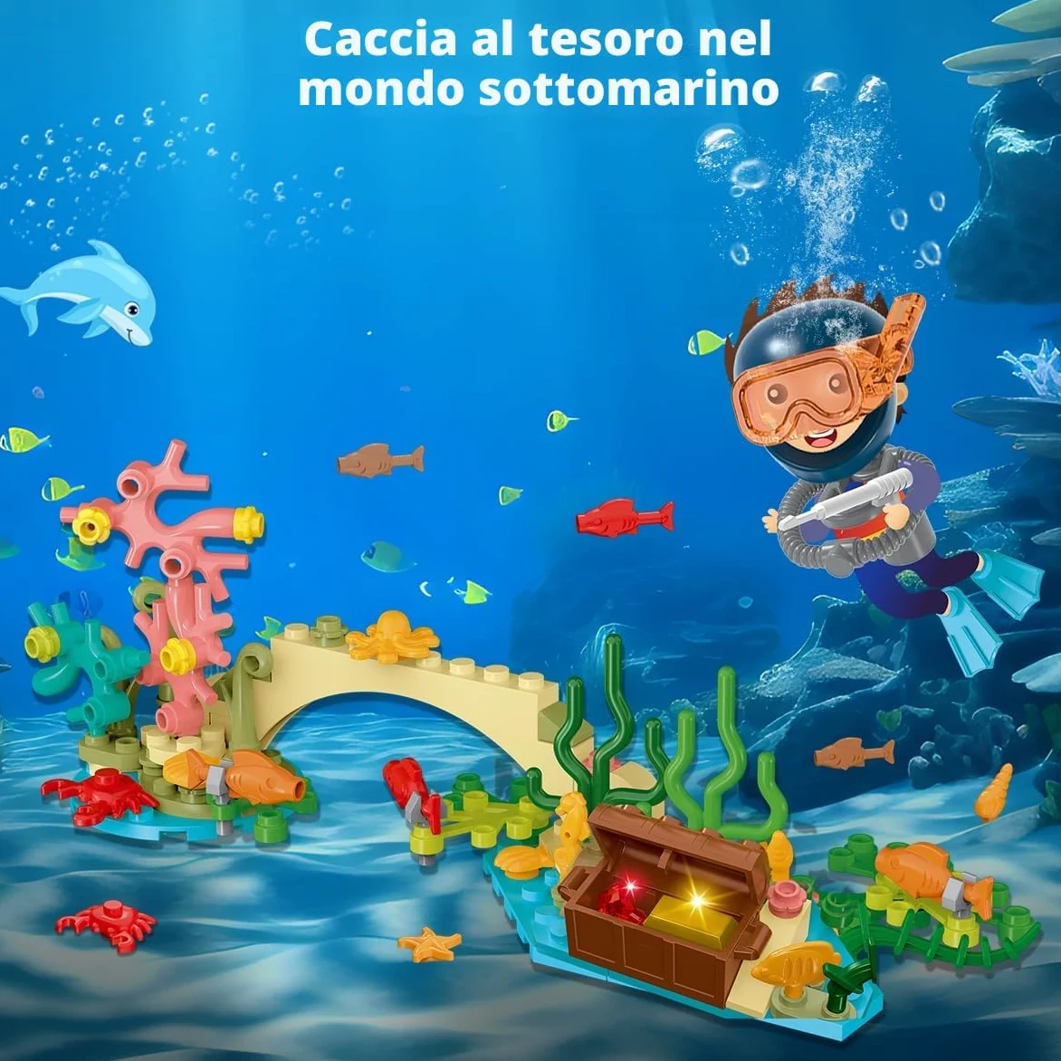 HOGOKIDS City Arctic Explorer Set di costruzioni navali con luce LED - Divertente kit di blocchi da costruzione galleggianti regalo per l'esplorazione dell'oceano per bambini bambine dai 6 anni in su