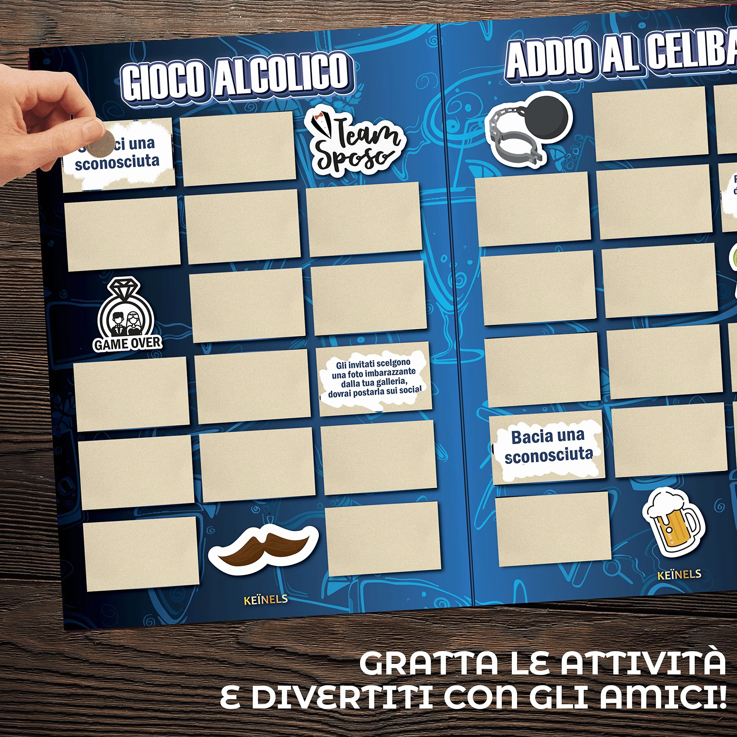 Giochi Alcolici Addio al Celibato - Calendario Alcolico da Tavola Gratta e Vinci - Addio al Celibato Gadget Amici dello Sposo - Kit Scherzi Accessori Team Groom to Be - Gioco per Bere Grattabile