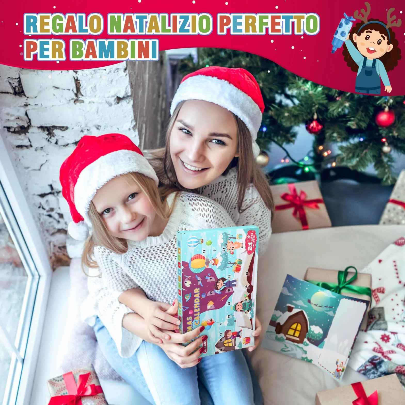 Calendario Avvento 2025 di Cancelleria Scuola Set Cancelleria 24 Articoli Calendario Avvento Bambini Bambina con Matite Timbri Evidenziatori e Gomma Regali di Natale Bambini