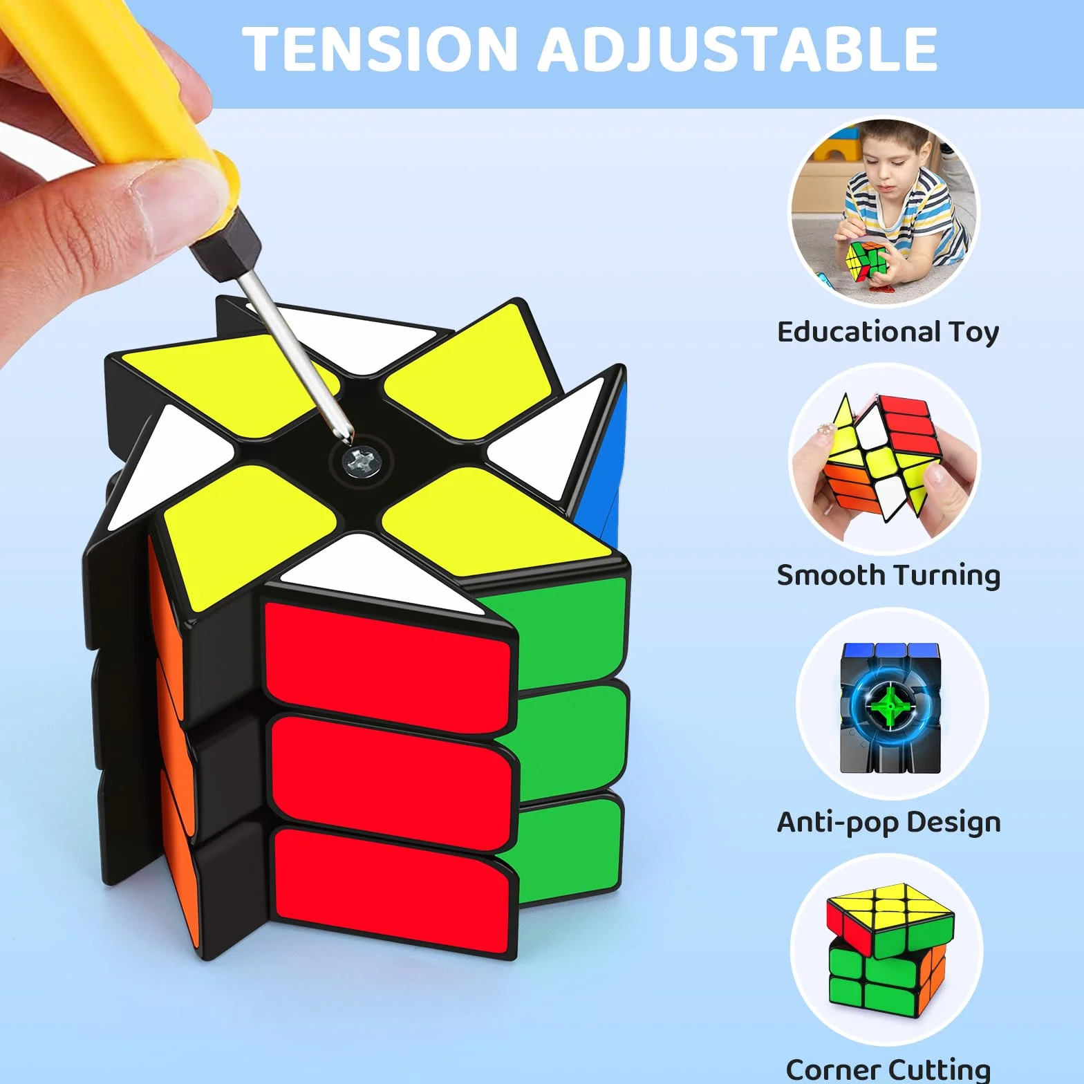 Maomaoyu Fenghuolun Cubo Magico Strani, Speed Cube Originale Adesivizzati, Giocattoli e Regali per Bambini e Adulti