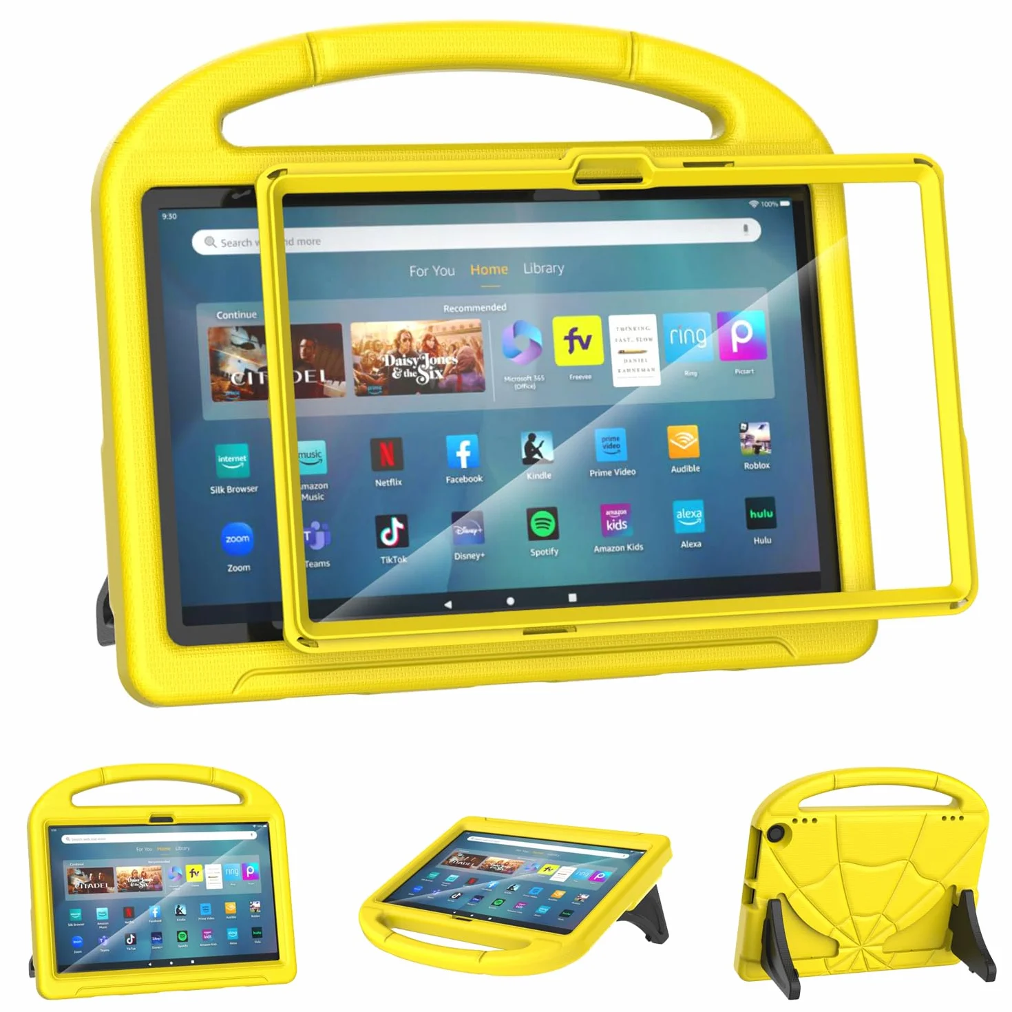 Mansiruyi Custodia per tablet da 11 pollici, non per tablet TCL Onn da 11", custodia leggera antiurto per bambini con protezione per lo schermo e maniglia di supporto, giallo