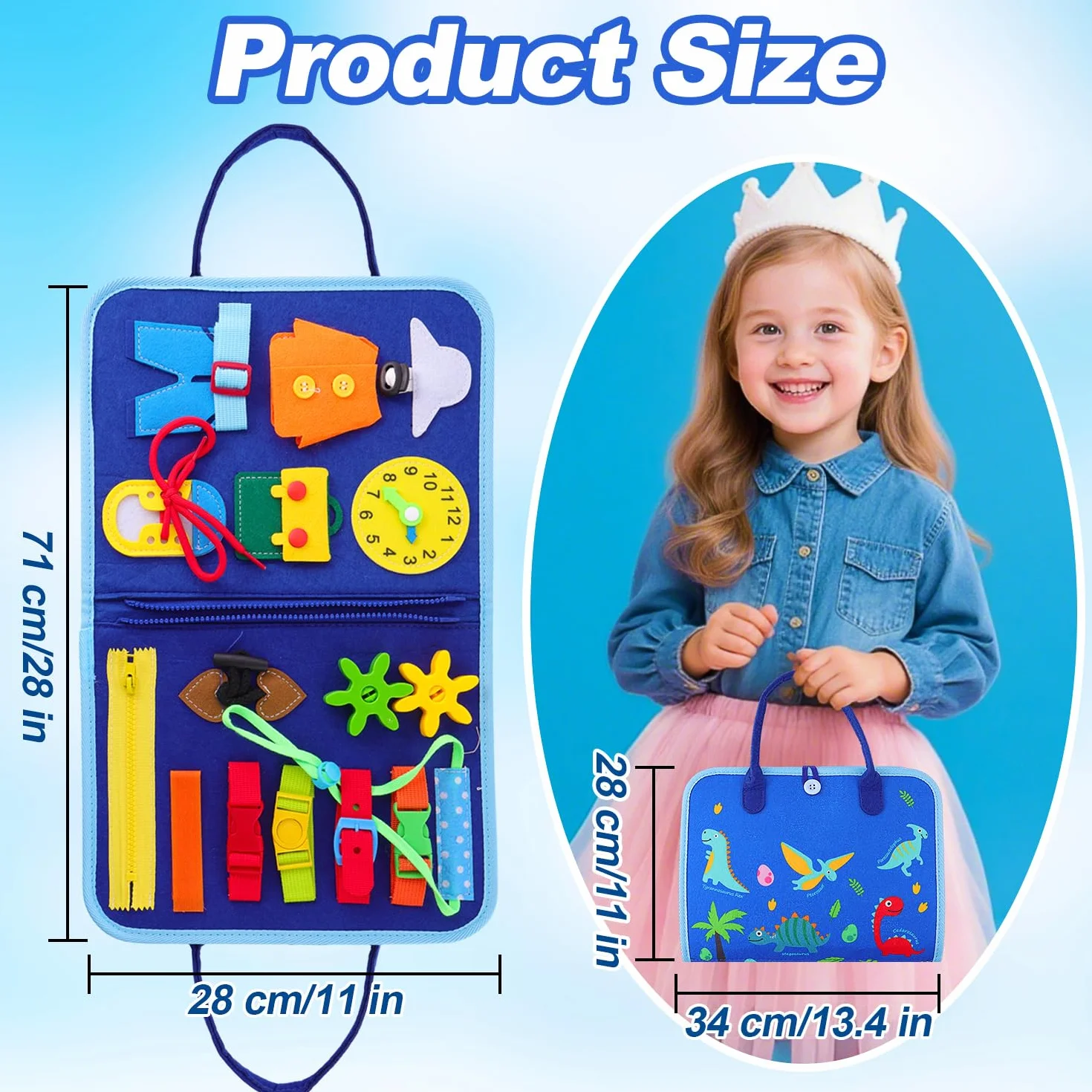 Libro Montessori Interattivo Busy Board Valigetta Sensoriale Bambini Giochi Educativi
