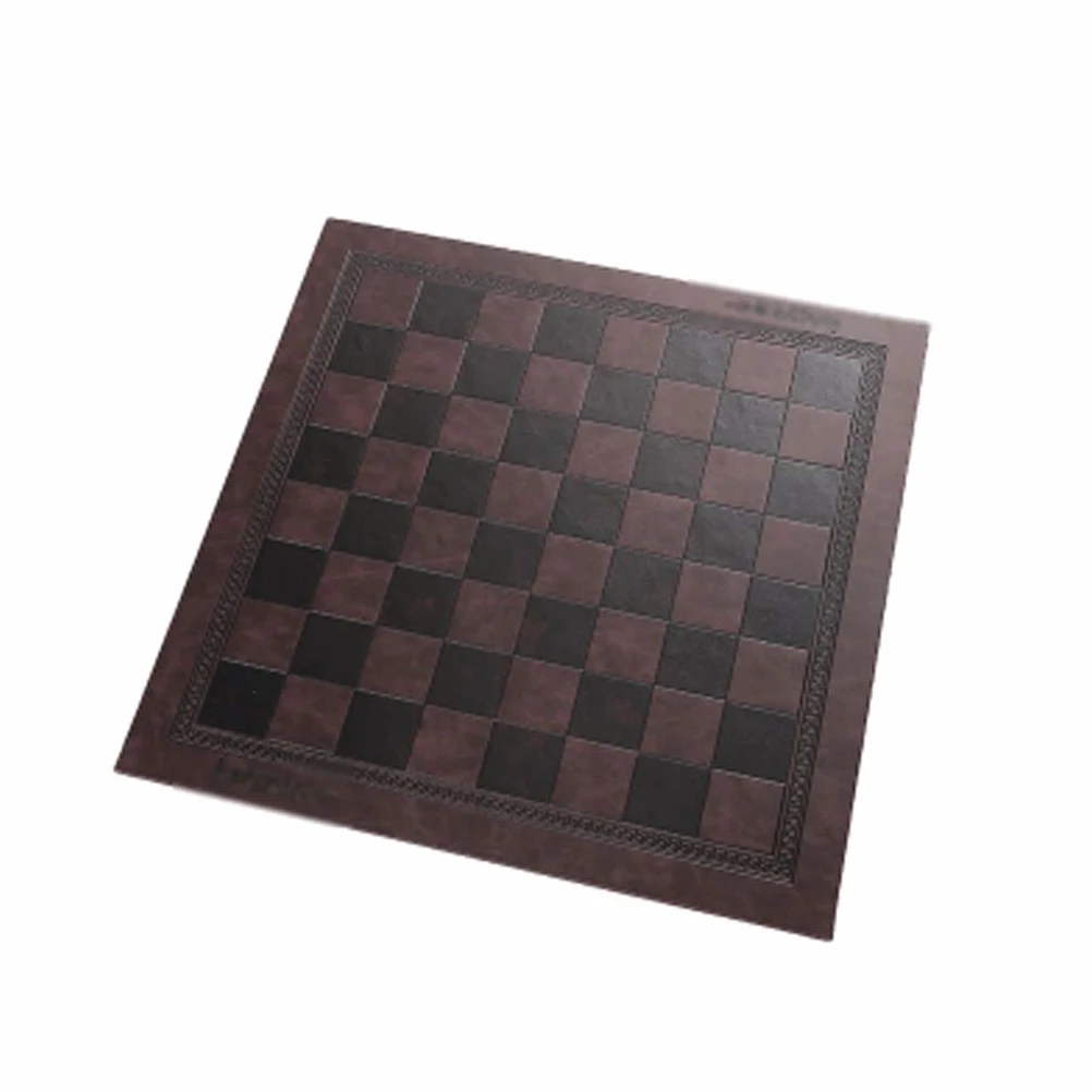 Set da scacchi pieghevole da viaggio, Scacchiera in PU Isolamento termico bifacciale Pieghevole 33,7x33,7 cm/13,2x13,2 pollici Doppio marrone(Dark Brown)