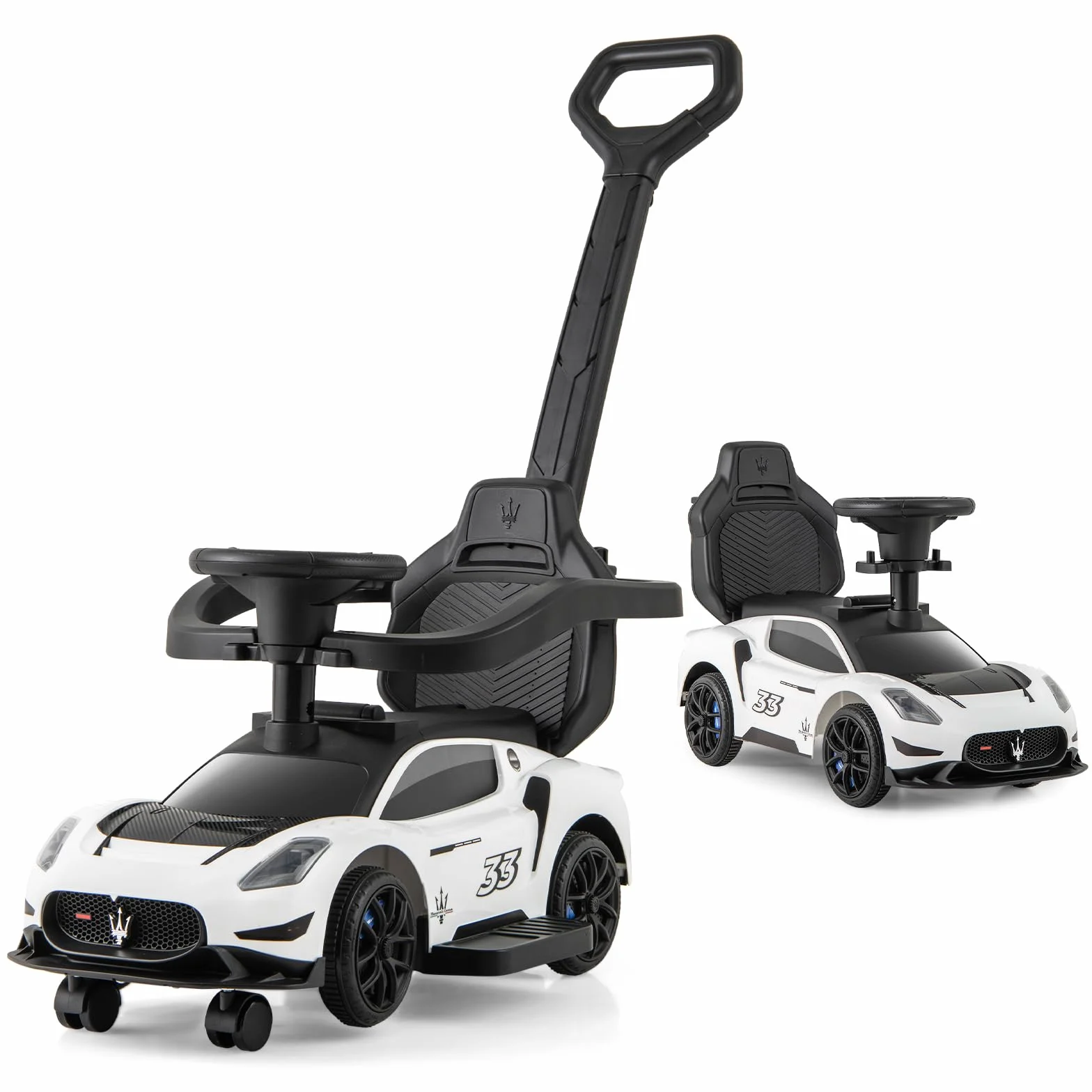 COSTWAY 3 in 1 Maserati Auto da Spinta Bambini 18-60 Mesi Bianco