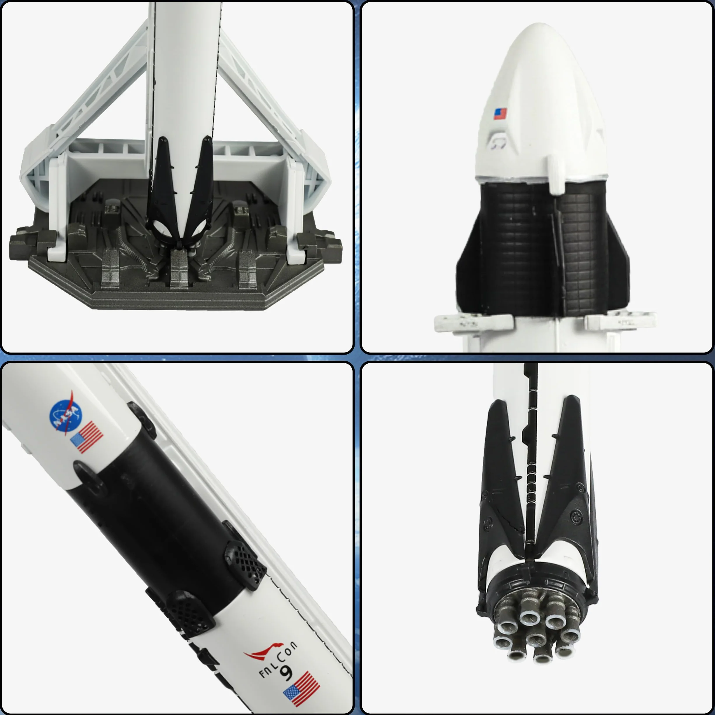 QIYUMOKE 1/200 - Kit per modellini a razzo con astronave, compatibile con Falcon 9, modello NASA per appassionati di spazio, regalo o desktop (29 cm)