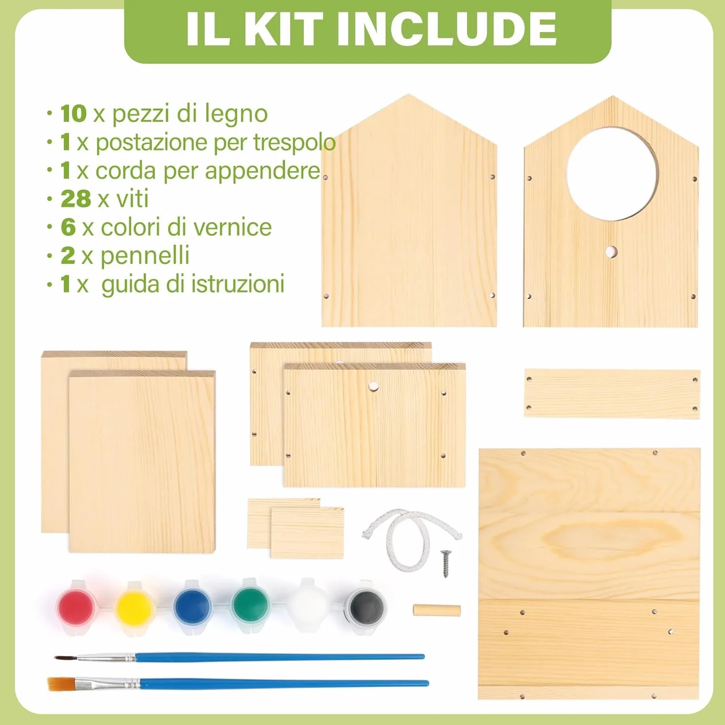 LotFancy Casetta per Uccelli Fai da Te in Legno per Bambini, Kit Fai da Te 2 Casette Uccellini da Dipingere, Giocattoli Creativi per Ragazzi, Artigianato Cassetta per Uccelli, Giocattoli Educativi