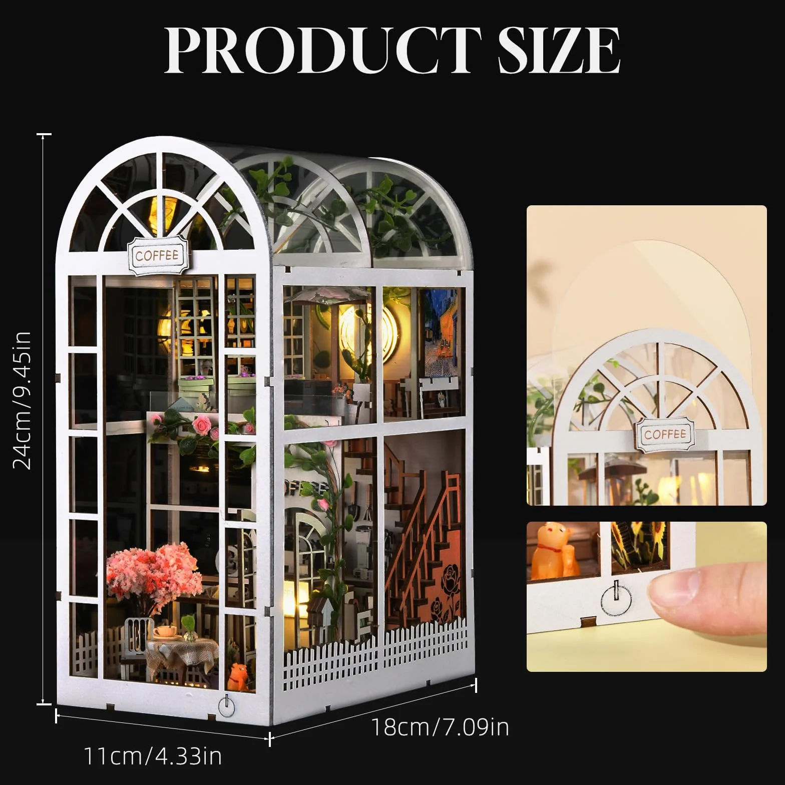 Kit Book Nook, Puzzle 3D in Legno Fai-da-te Fermalibri Book Nook Miniatura Casa delle Bambole per Decorazione Libreria, Kit Modello DIY Inserto Booknook Vicolo per Adulti e Adolescenti