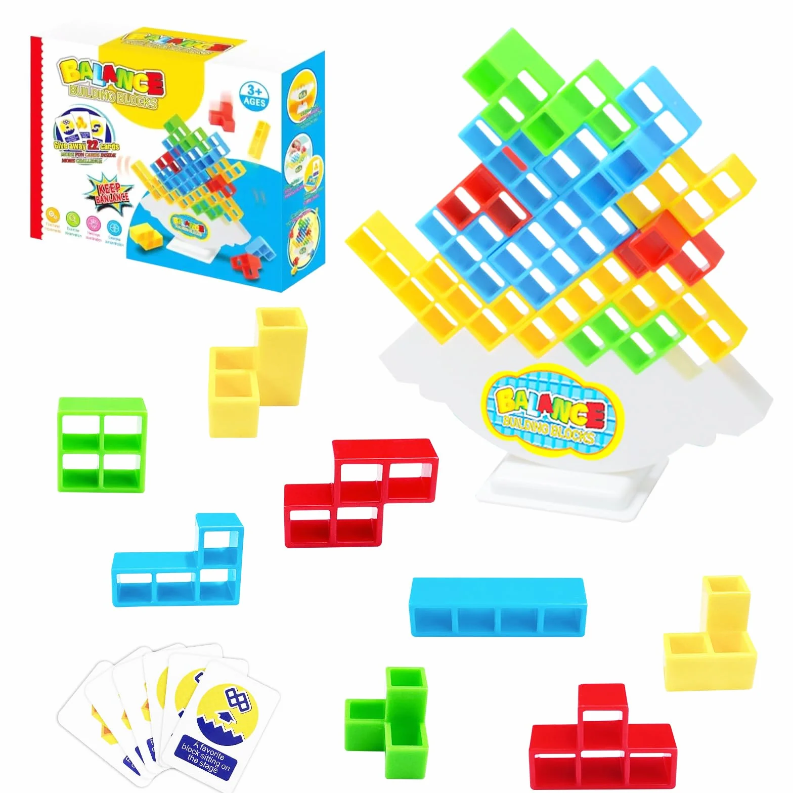 Newpop 32 Pezzi Tetris Tower, Gioco Equilibrio Bambini, Giochi da Tavolo Equilibrio, Giocattolo Impilabile, Blocchi Costruzioni Puzzle, Bilanciamento Giocattoli, Educativi Regalo per Ragazzi e Ragazze