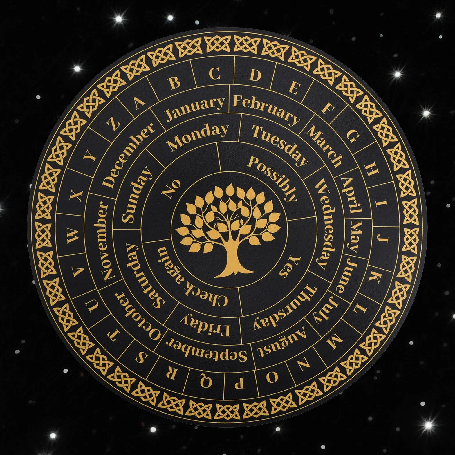 Tavola Divinatoria per Pendolo 28cm Legno Albero della Vita con Lettere Strumenti di Divinazione