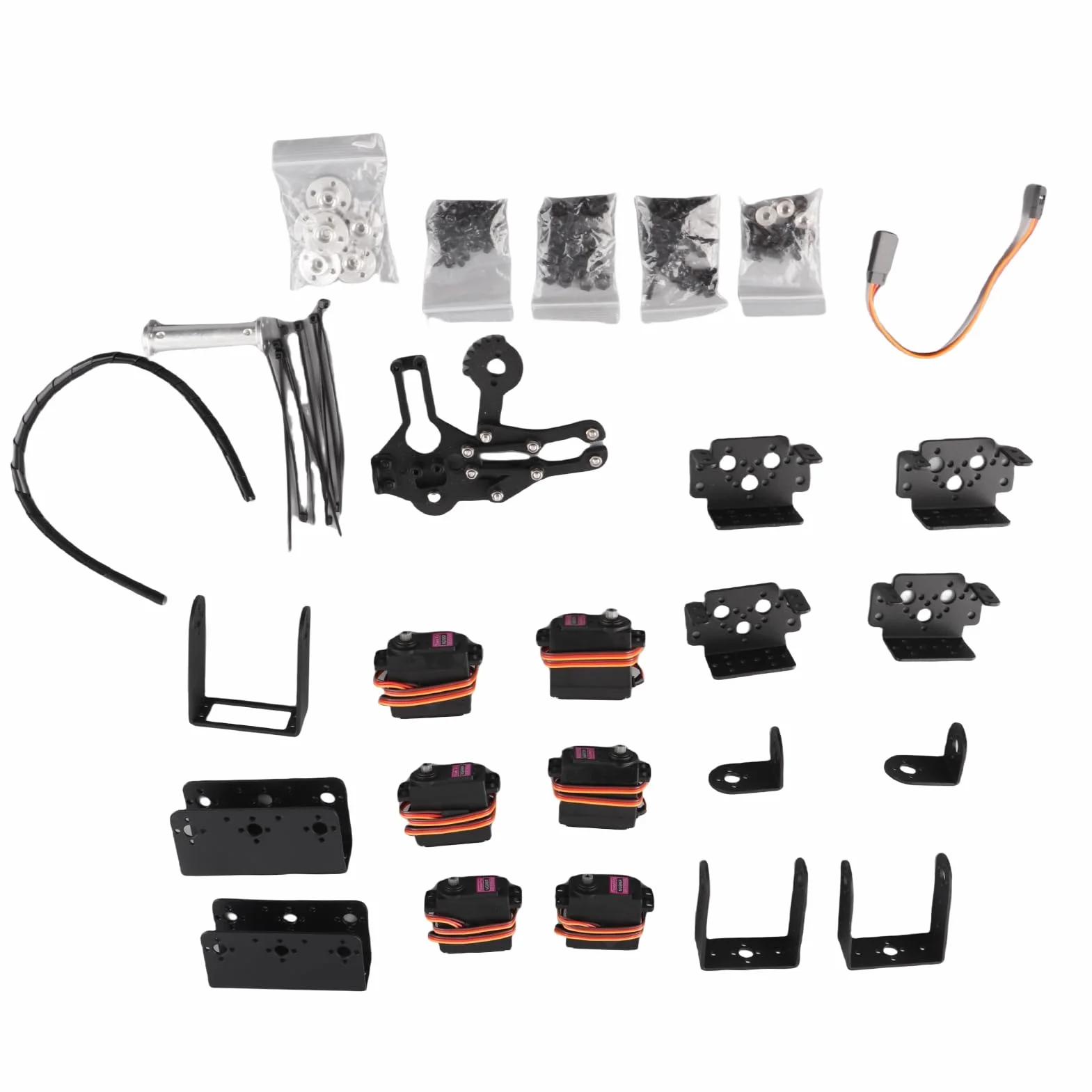 KIMISS Braccio Robotico 6DOF con Pinza in Alluminio, per Kit Educativo di | Robusto di ingranaggi in metallo, presa multidirezionale, ottimo per progetti fai-da-te, strumento didattico