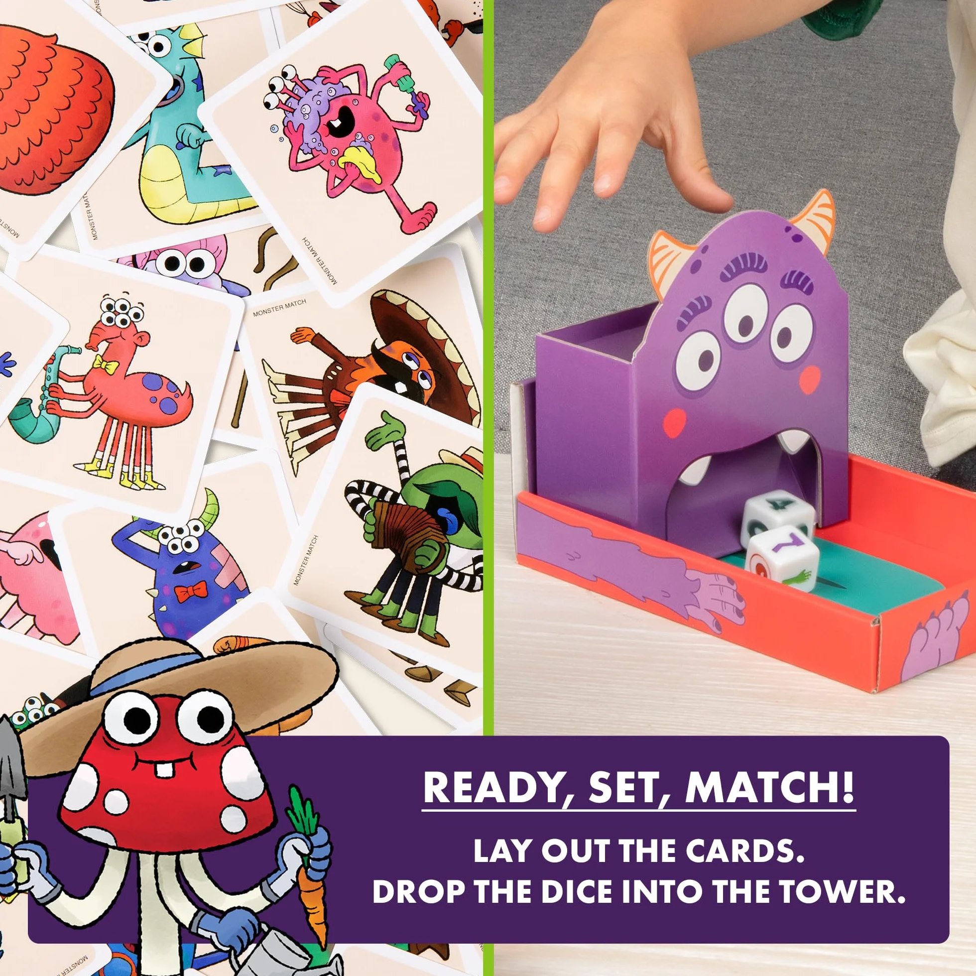 Exploding Kittens Monster Match – Matching Dice for Kids Ages 4+– 2-6 Players – Fun Family Night - Creative Kid Play