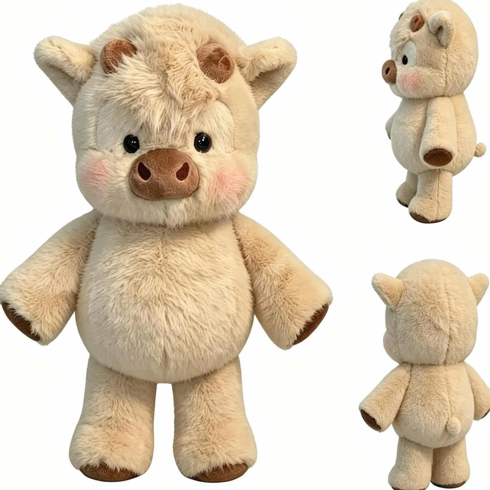 ZVD Peluche che Corre,Peluche Di Cinghiale 45 Cm Vitello Che Corre Morbido Giocattolo Bambola Da Collezione A Forma Di Pecora In Stile Cartone Animato Animale Di Peluche (Cachi)